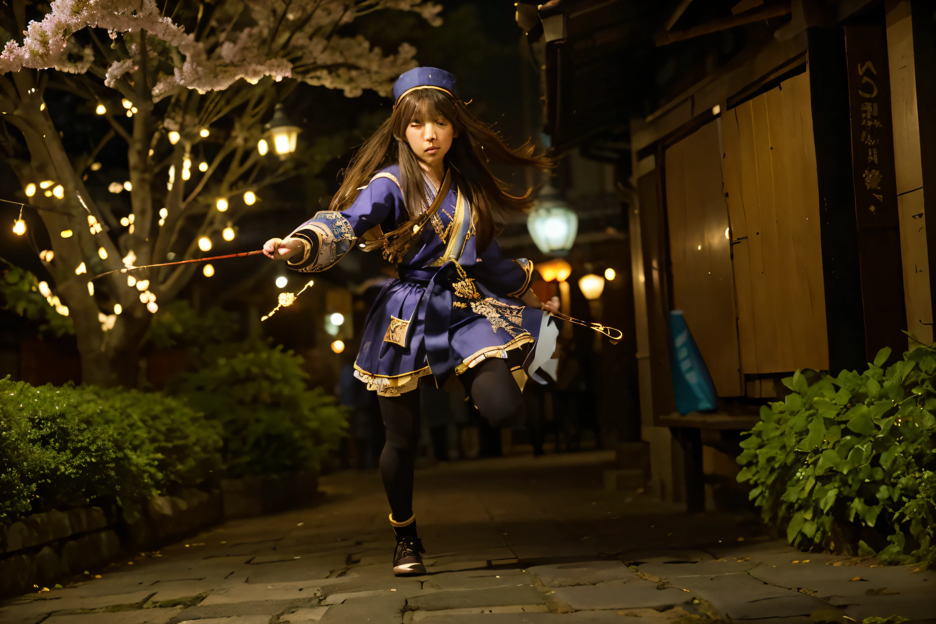 (Best quality, 8k, 32k, Masterpiece, UHD:1.2), (Best quality, 8k, 32k, Masterpiece, UHD:1.2), "Transform the image into the bustling streets of Inazuma, a city steeped in electro energy and rich cultural heritage. Fill the scene with traditional Japanese architecture, including pagoda-style buildings, torii gates, and intricately designed lanterns.
Capture the essence of Inazuma's lively atmosphere by depicting bustling marketplaces, where merchants sell exotic goods and colorful textiles. Show crowds of people going about their daily lives, dressed in traditional clothing and adorned with ornate accessories.
Incorporate elements of electro energy throughout the scene, with crackling lightning bolts illuminating the sky and shimmering electro crystals scattered throughout the city. Show the vibrant glow of electro lamps casting a warm, inviting light onto the cobblestone streets below.
Highlight iconic landmarks of Inazuma, such as the Grand Narukami Shrine and the Sacred Sakura Tree, surrounded by lush gardens and blooming cherry blossoms. Depict the shimmering waters of the surrounding sea, with traditional fishing boats bobbing gently in the harbor.
Use dynamic lighting and vivid colors to bring the vibrant world of Inazuma to life, capturing the city's electrifying energy and captivating beauty."