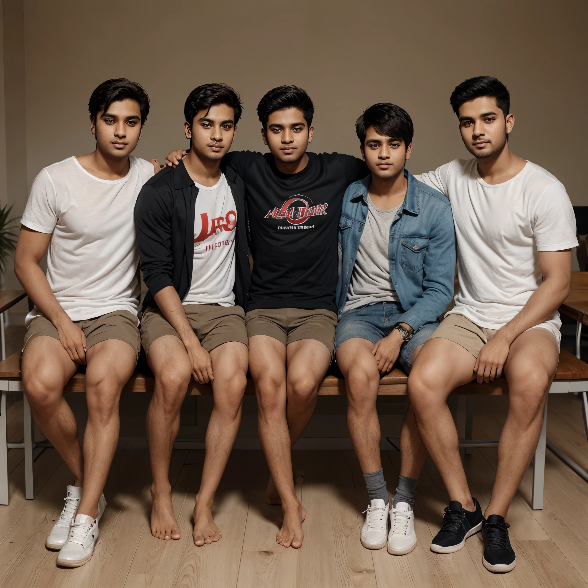 Three boys sat on the chair side by side wearing casual outfit there names are BABU and DARSH and bablu