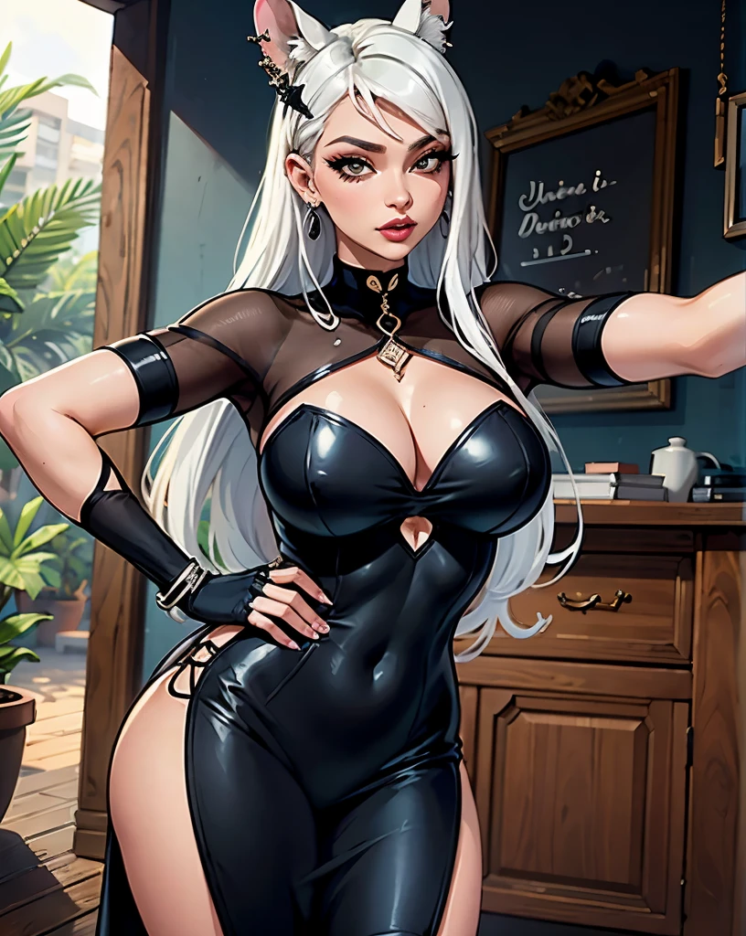 mulher araffe com saia preta e blusa dourada posando em uma escada, foto de garota magra model, foto de garota magra, estilo sexy, vestido sexy, roupas abertas no peito, cintura fina e quadris grossos, garota sexy, cintura fina, cintura fina, wearing two piece dress, corpo sensual com barriga sexy, vestindo roupas simples e justas,Cabelo castanho,piercing na barriga,tirando uma selfie,selfie no espelho