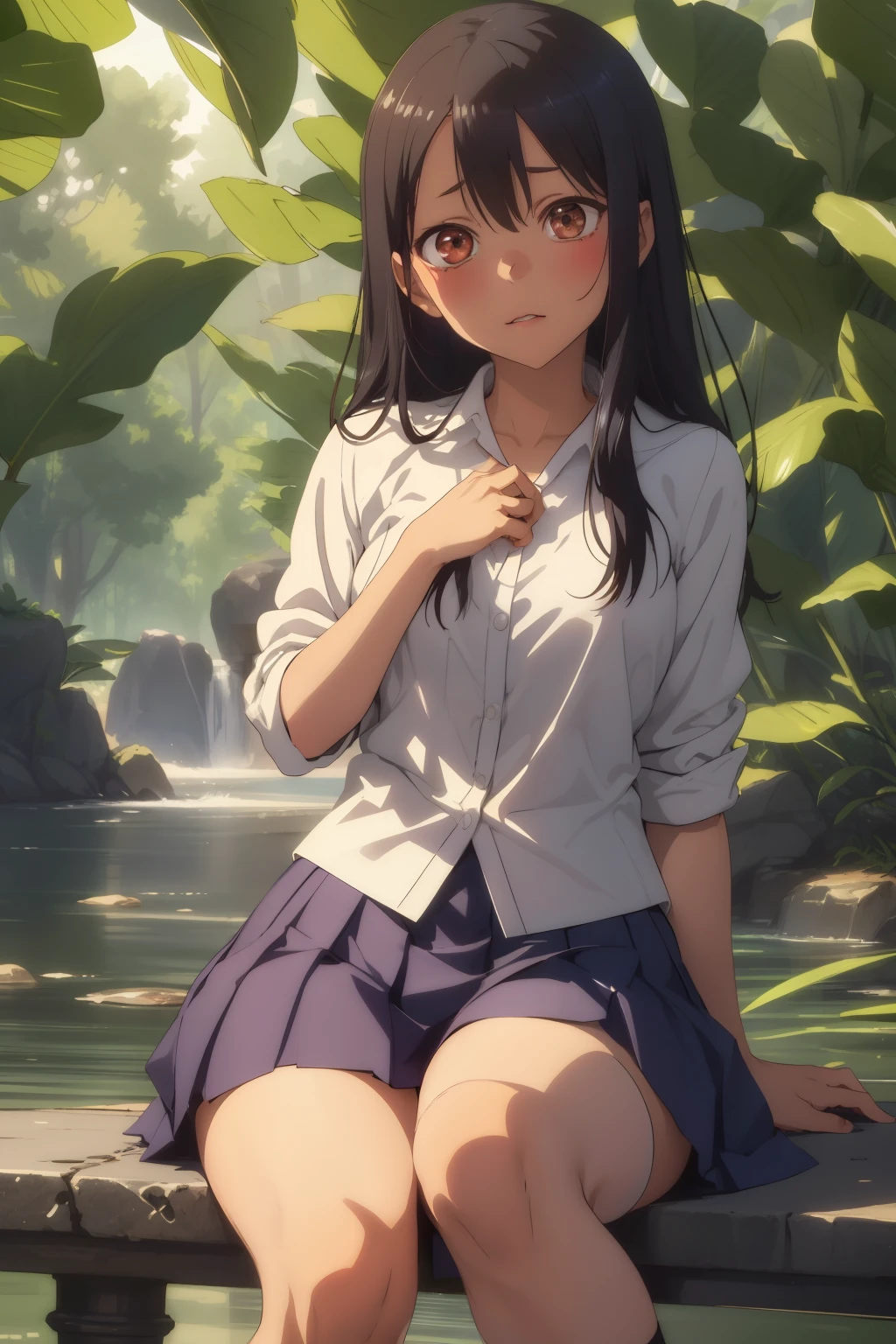 Image from Gakkou Gurashi episode 9 by Redcordcom - masterpiece: 1.2, first-class, ultra-realistic 8kCG, exquisite art work, perfectly rendered, Dramatic shadows, professional lighting, beautiful facial features, cute and gentle expression, , high school girl, pleated skirt, knee socks, loose bangs, beautiful eyelashes, detailed textures, sharp and clear details, natural and beautiful complexion, Emotionally captivating, award-winning photography, art quality, high resolution, clear and vibrant colors, background blur, surreal and dreamlike atmosphere, sophisticated and sophisticated, invites deep reflection.
Imagine