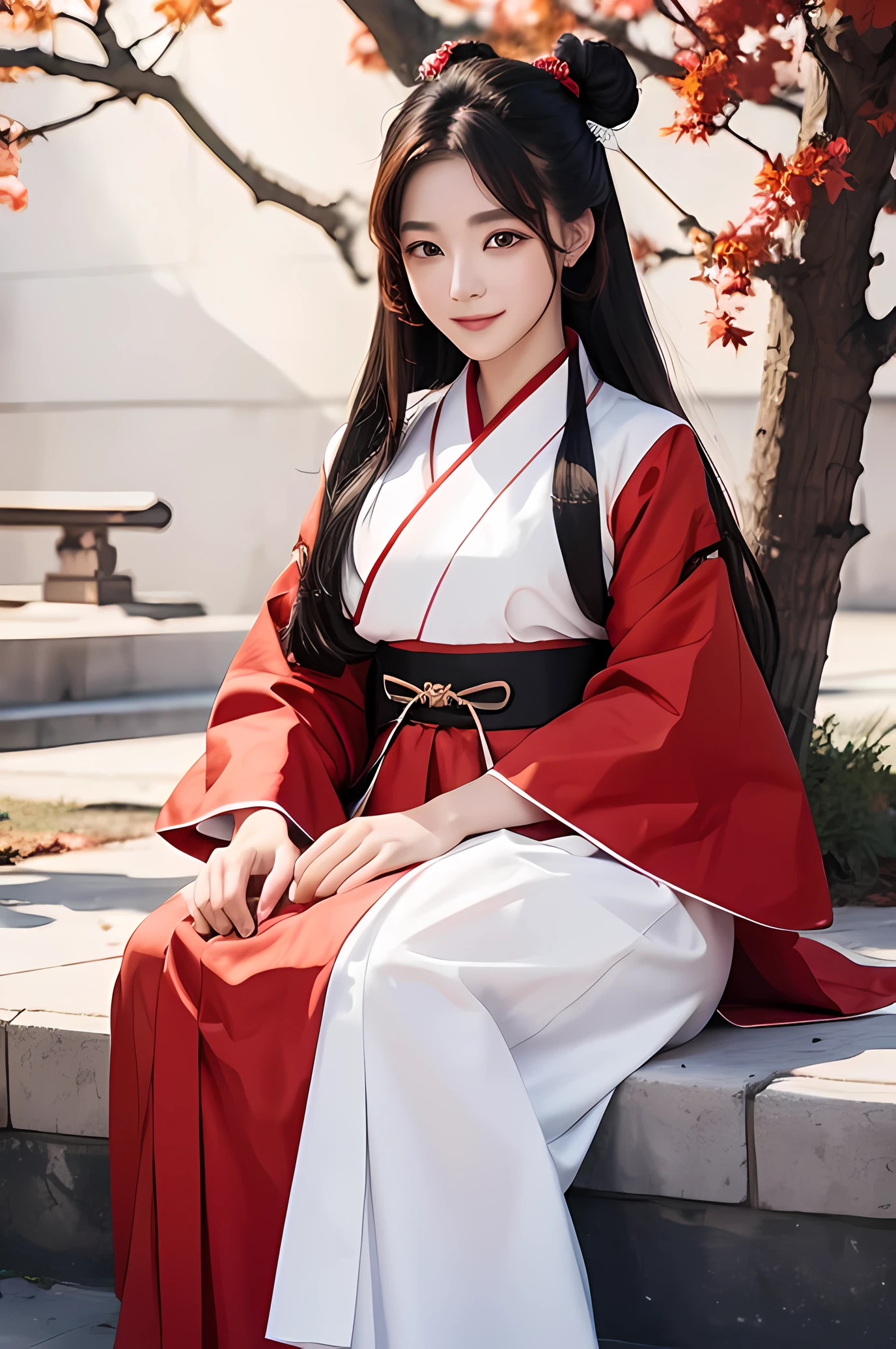 Woman with nine tail wearing hanbok
