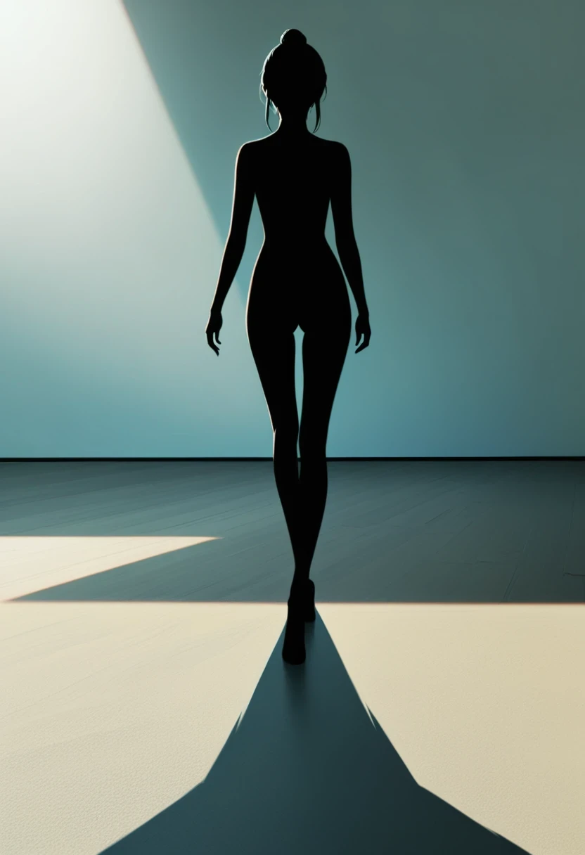 Beautiful dancer&#39;s slender shadow on the ground，Unreal vs. real，Persistence and compromise，