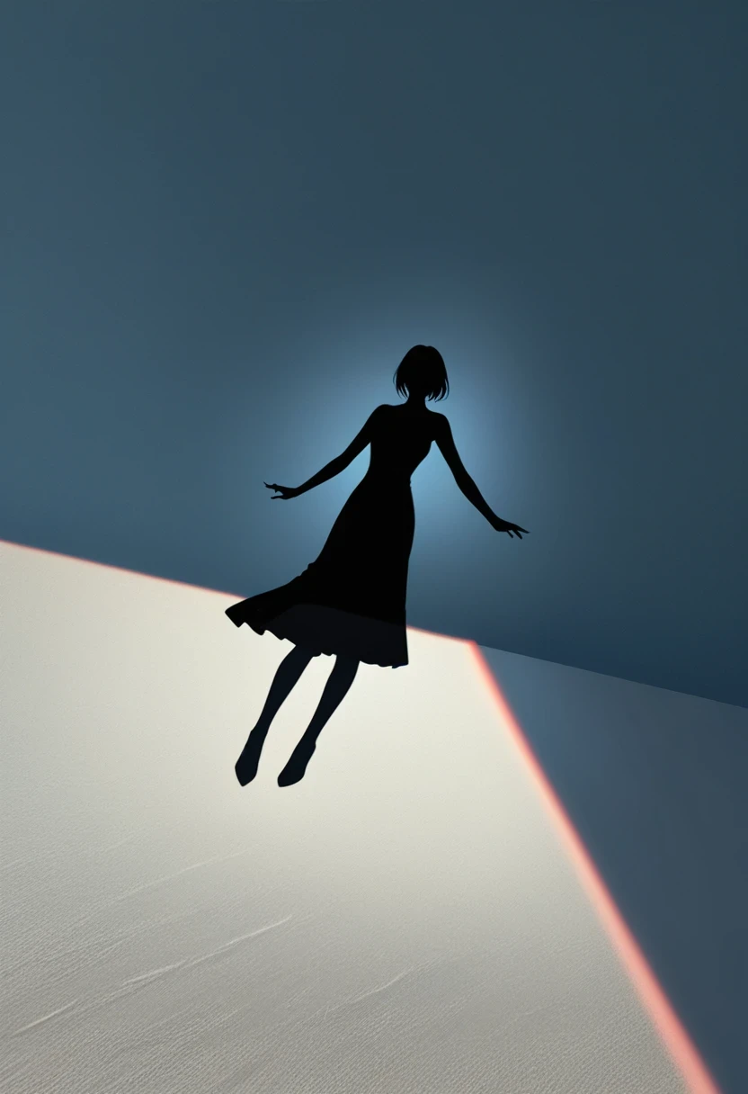 Beautiful dancer&#39;s slender shadow on the ground，Unreal vs. real，Persistence and compromise，