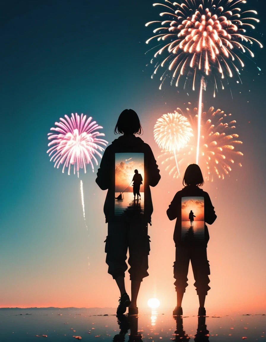 Beautiful dancer&#39;s slender shadow on the ground，double exposure，Give fireworks to the world，fisherman，lip print