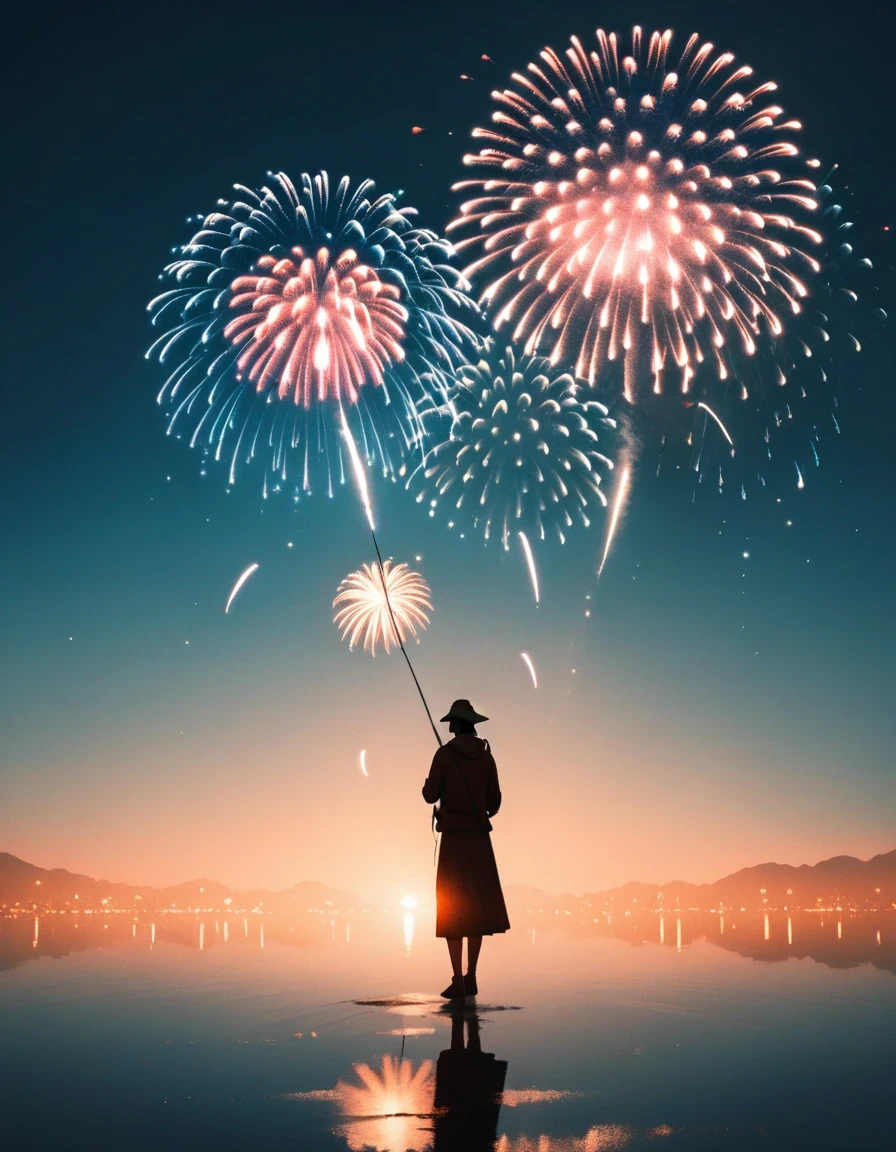 Beautiful dancer&#39;s slender shadow on the ground，double exposure，Give fireworks to the world，fisherman，lip print