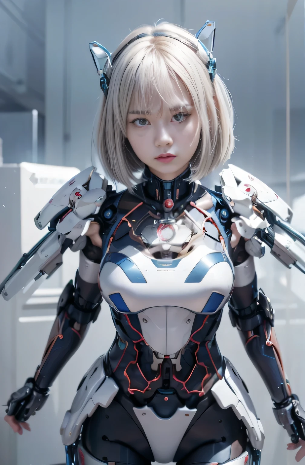 best quality, 8k, highres, octan render, (masterpiece:1.2), extremely ultra detail, cyborgized beautiful Japanese woman, , skinny body, flat chest, (blue metallic mechanical frame:1.5), (Power cables connected throughout the body), detaile up, Instead of hair, there are cables growing out of it, mechanical fusion, mechanical skeleton, bio mechanics, mechanical life-form, extremely ultra real texture, human-like skin, realistic hair, realistic metal texture, professional lighting, (realistic:1.4), (RAW photo:1.2), (photorealistic:1.5)