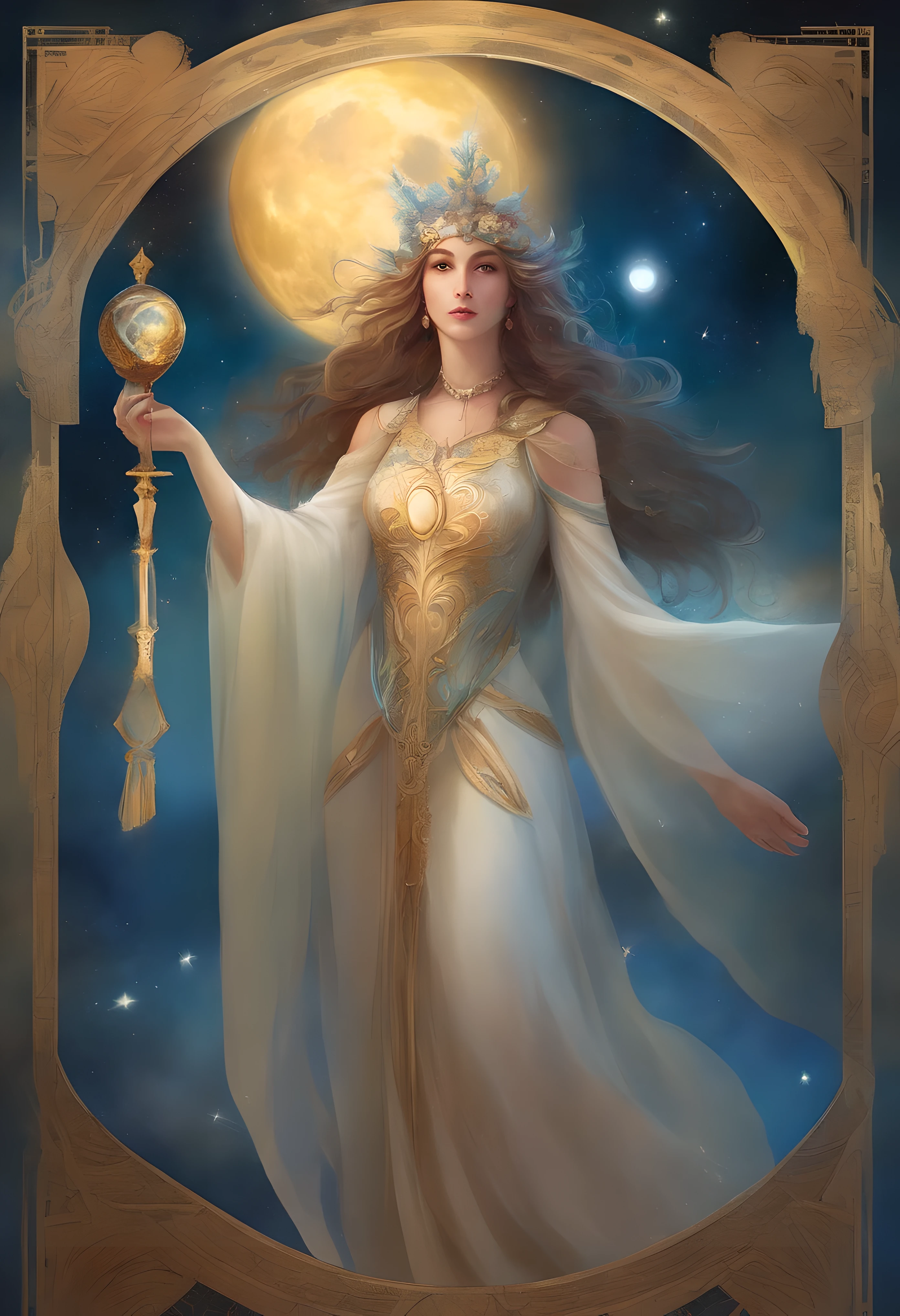 The tarot card of the Moon, Vallejo art
