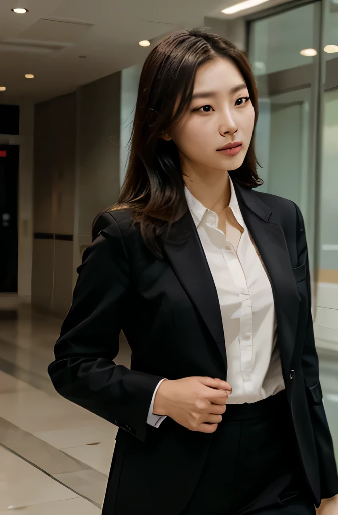 Beautiful Korean woman wearing a business suit