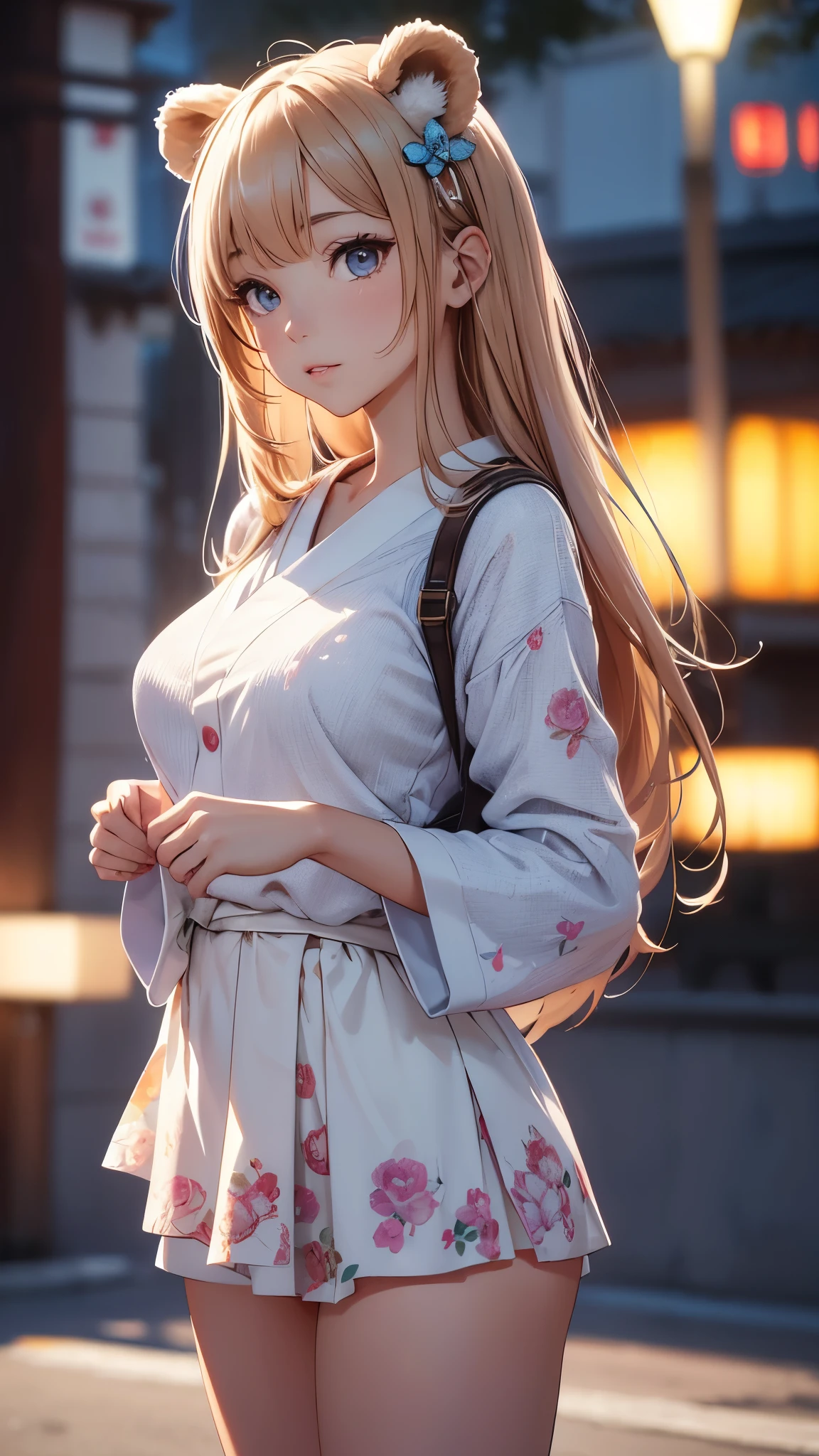 (best quality,4k,8k,highres,masterpiece:1.2),ultra-detailed,(realistic,photorealistic,photo-realistic:1.37),Japanese ,detailed eyes and face,attractive appearance,medium:digital painting,young girl(17-19 years old),standing on hands,short skirt,exposing cute white panties with a cute bear pattern,dojo background,colorful lighting,sharp focus,vivid colors,bokeh