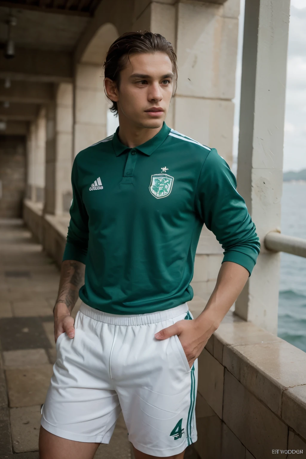 Uniforme de futbol
verde con blanco, con un color verde no muy llamativo, tela con textura, para hombres, estilo
newcastle, donde el verde sea protagonista
