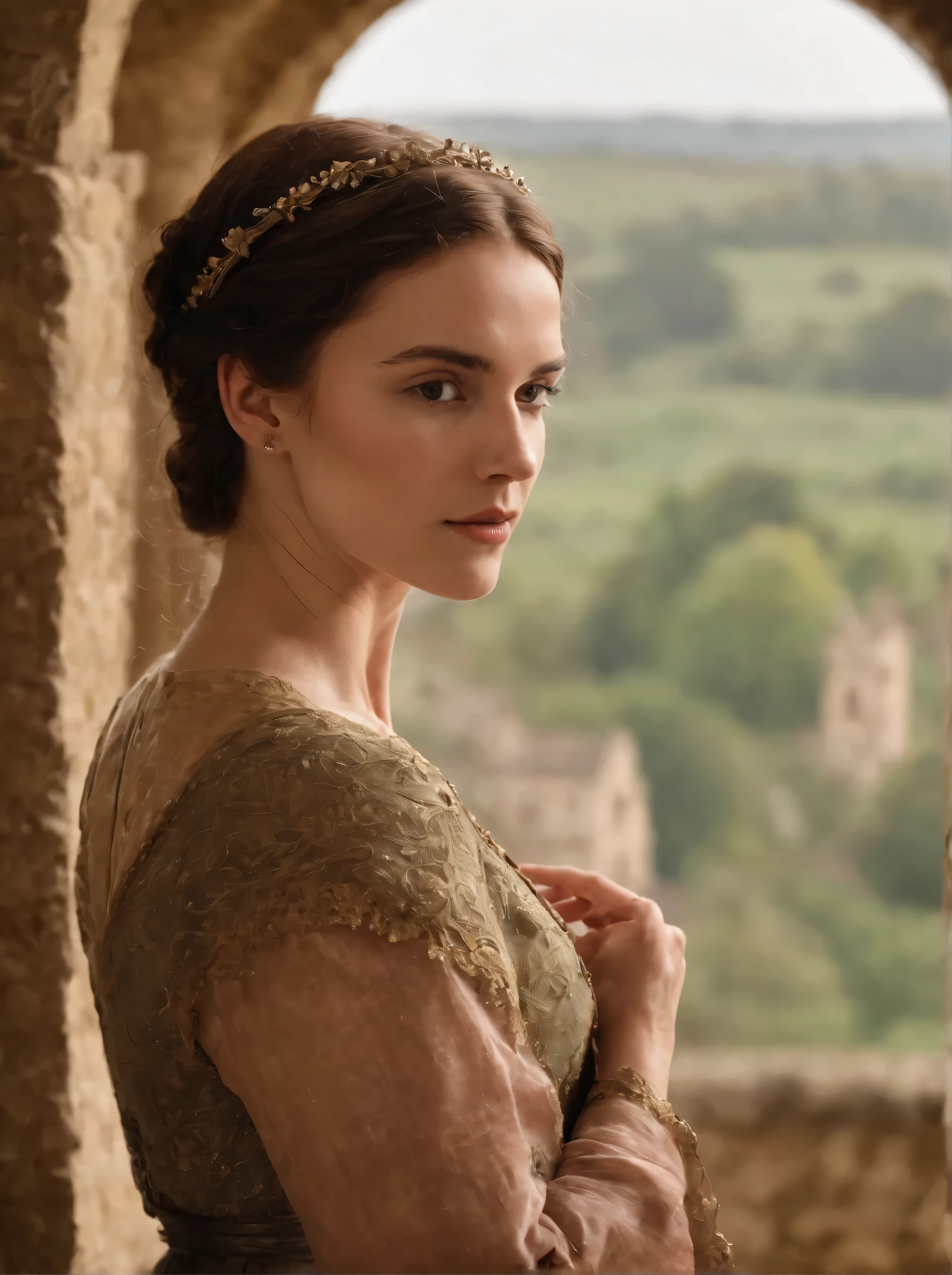 Linda rainha da Inglaterra, era medieval, castelo interno.