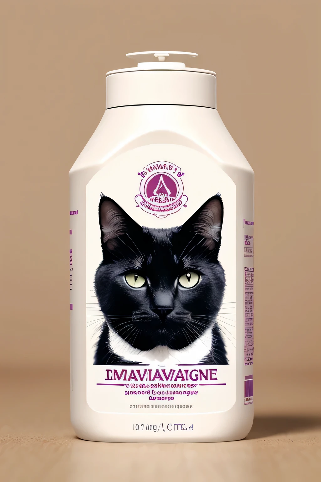 "Crie uma embalagem cativante e inovadora para um shampoo para gatos com aroma de morango, in collaboration with the Fini brand. How would you design the packaging to convey the essence of the product and appeal to cat owners, ensuring safety and practicality during use at the same time?"