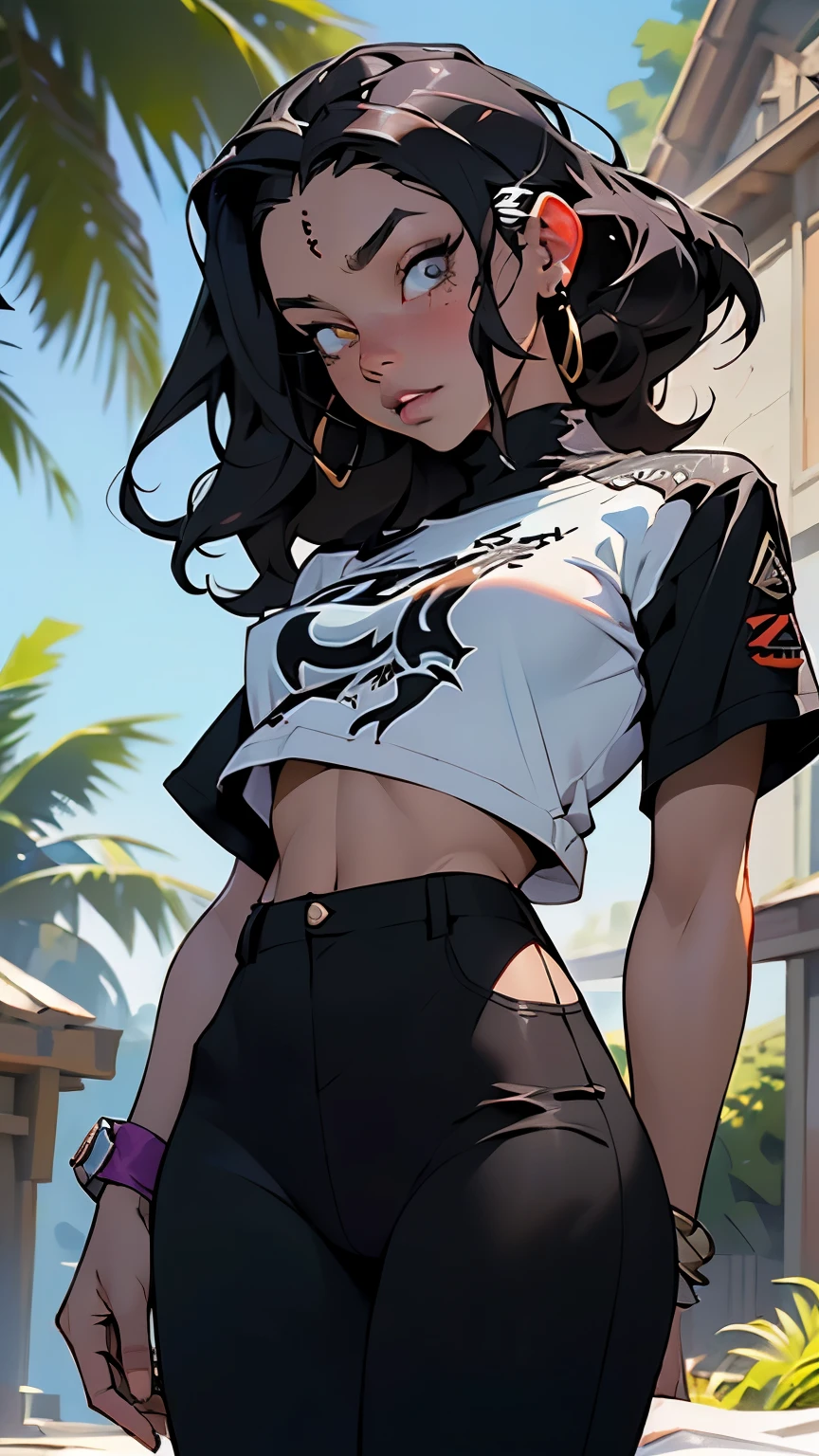 goth girl,1 garota,((extremely bonitinho and beautiful black haired anime goth girl)),(((16 anos))),(Seios grandes:1.2),((((cabelo preto ondulado:1.35,cabelo absurdamente longo e despenteado,Messy hair,Cabelo interno colorido,ear breathing)))),((heterochromia:1.5, (roxo_olho and red_olho))),intrincado olhos,beautiful detailed olhos,symmetrical olhos,Big olhos:1.5,((gordo)),(((pele brilhante:1.5,pele brilhante: 1.5,pele bronzeada,pele brilhante,very pele brilhante,corpo brilhante,plastic glitter skin,exaggerated pele brilhante,pele iluminada))),(spider lower abdomen,cintura estreita,quadril largo,athletic body,pernas infladas,coxas grossas,Corpo detalhado,(rosto detalhado)),
bonitinho,sacanagem,sedutor,erotic,(nsfw),
zetai ryouiki,roupas reveladoras,mostrar a pele,((camiseta estampada:1.3),(umbigo))),((jaqueta de couro preto:1.3)),(((black pants:1.5,tanga preta,visible thong straps)))),(((black lips,Gothic accessories))),(((intrincado outfit,intrincado clothes,roupa bordada,roupa ornamentada,roupas bordadas,roupas ornamentadas))),
(dynamic pose:1.0),envergonhado,(centrado,scale to fit dimensions,rule of thirds),
((floresta de pinheiros nevados)),inverno,Scenario:1.25,((intrincado Scenario)),((fundo de floresta de neve)),Christmas tree,
(Glossy inverno ornaments),high resolution,sharp focus,(ultra detalhado,extremamente detalhado),(Arte fotorrealista:1.37),(extremamente detalhado CG unity 8k wallpaper),(((cores vibrantes,tema vibrante))),(intrincado),(obra de arte),(Melhor qualidade),