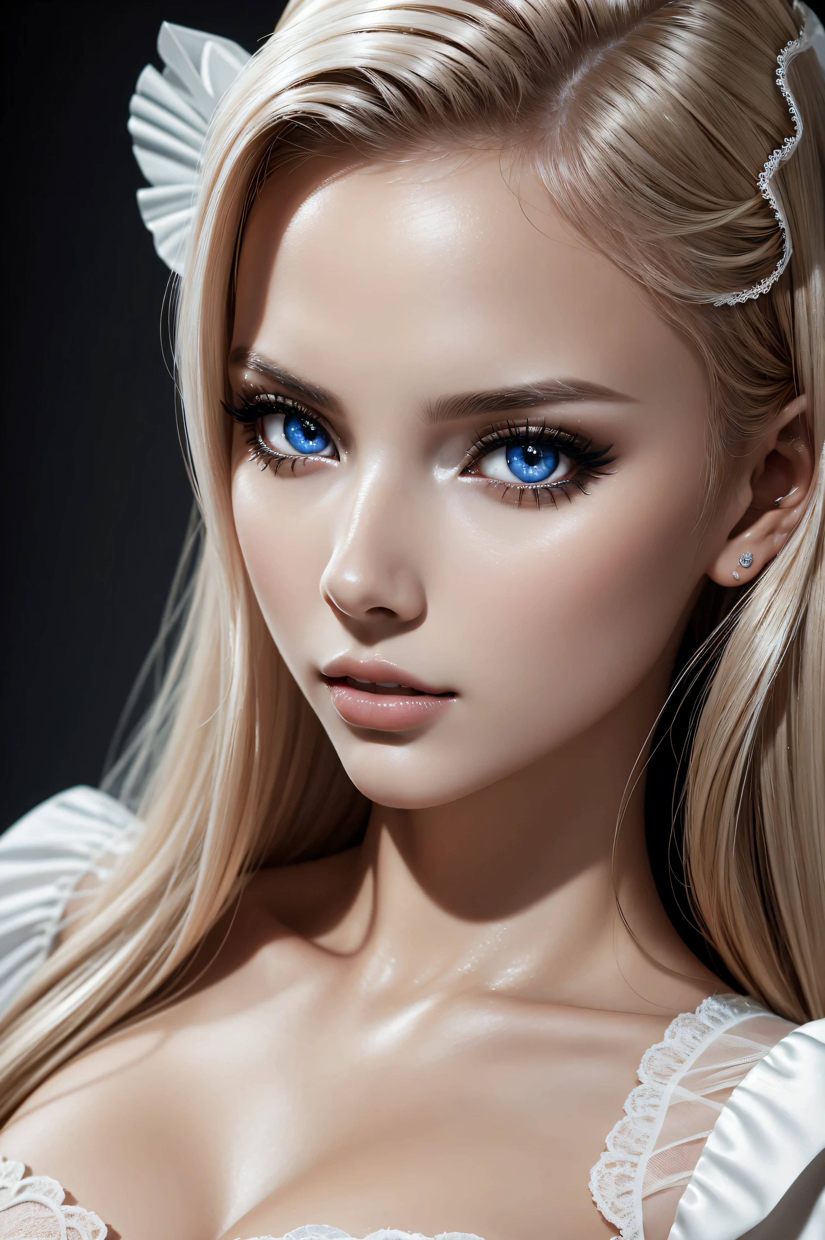 Nata Lee, wearing french maid costume transparent. professionally retouched, soft lighting, realistic, smooth face, perfect eyes, sharp focus on eyes, 8 k, high definition, insanely detailed, intricate, elegant. be in the bedroom.