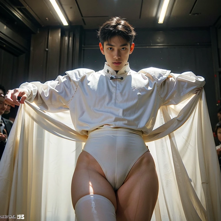 (masutepiece,High resolution,ultra - detailed:1.0),1(Boy ),Perfect male body,Look at the camera,Delicate eyes and delicate face,extremely details CG,Unity 8k壁纸,intricate-detail,solo person,Detailed face, (Futuristic skin-perfect white bodysuit), Best Quality, hands visible, (White Gloves), Beautiful and delicate blue short hair:1.5 , full length shot(fls) , big thighs , big fat hips , insane details, hyper details , photorealistic , only male , handsome boy , fat buttock , puffy nipples , 16k resolution , ultra-high clarity , hyperrealism, uhd,. K-pop idol ,   whore , slutty whore , swollen nipples , defeat , grins ,thick thighs, thick fat booty. Fat buttocks , male , gluteal fold , buttocks lift , (bare thighs )
