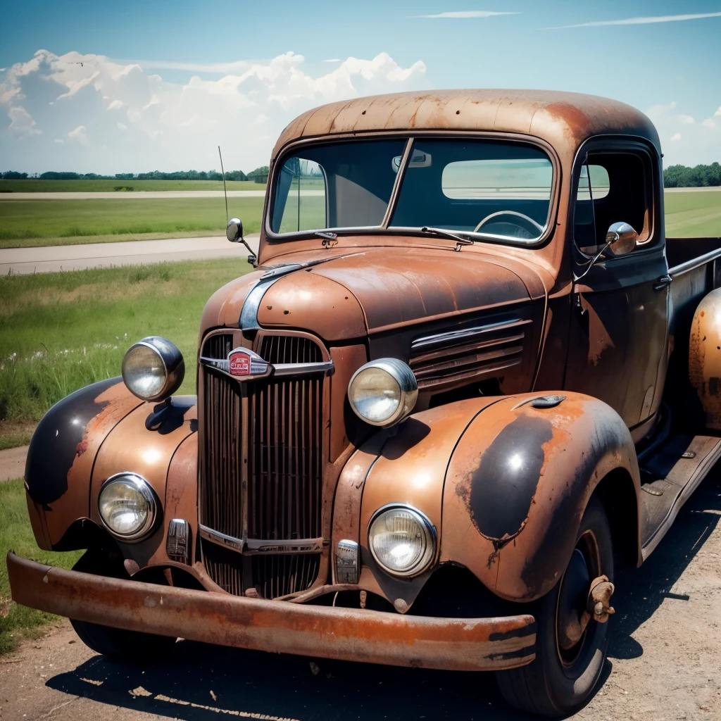 RAW, Best quality, high resolution, masterpiece: 1.3), vintage antique truck (iu:0.8), Best quality, high resolution, Masterpiece: 1.3, Classic antique truck, Masterpiece, Rustic charm, Realistic, Detailed, Collectible vintage truck, Iconic automobile, Restored beauty, Preserved history, Old-fashioned charm, Weathered exterior, Classic truck in pristine condition, Nostalgic vibes, Vintage truck parked on a gravel road, Retro vehicle, Timeless design, Detailed craftsmanship, Retro truck, Antique treasure, Time-worn beauty, Vintage truck with authentic patina, Authentic vintage truck, Classic vehicle with character, Iconic American truck, Unique features, Vintage charm, Metic