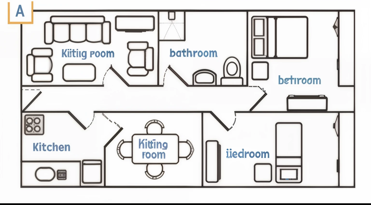 a diagram of a typical departamento with a kitchen, comedor, y dormitorio, location in a departamento, plano view, plano, departamento, petspective room provision, provision, Departamento, plan abierto, toneladas de habitaciones, Plano de planta, departamento set in the near future, Planta baja cenital, 2 5 6 x 2 5 6, 256x256
