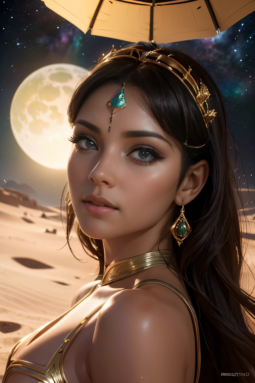 Dejah Thoris,princesa de marte,lindos olhos detalhados,beautiful detailed lips,olhos e rosto extremamente detalhados,long eyelashes,(Melhor qualidade,4K,8k,high resolution,obra de arte:1.2),ultra-detalhado,(realista,photorealista,photo-realista:1.37),cores vivas,physically based rendering,retratos,paisagem,tons de cores suaves e quentes,soft, diffused lighting, fora, Planeta Marte, Space background, areia vermelha e solo, Marte, sensual