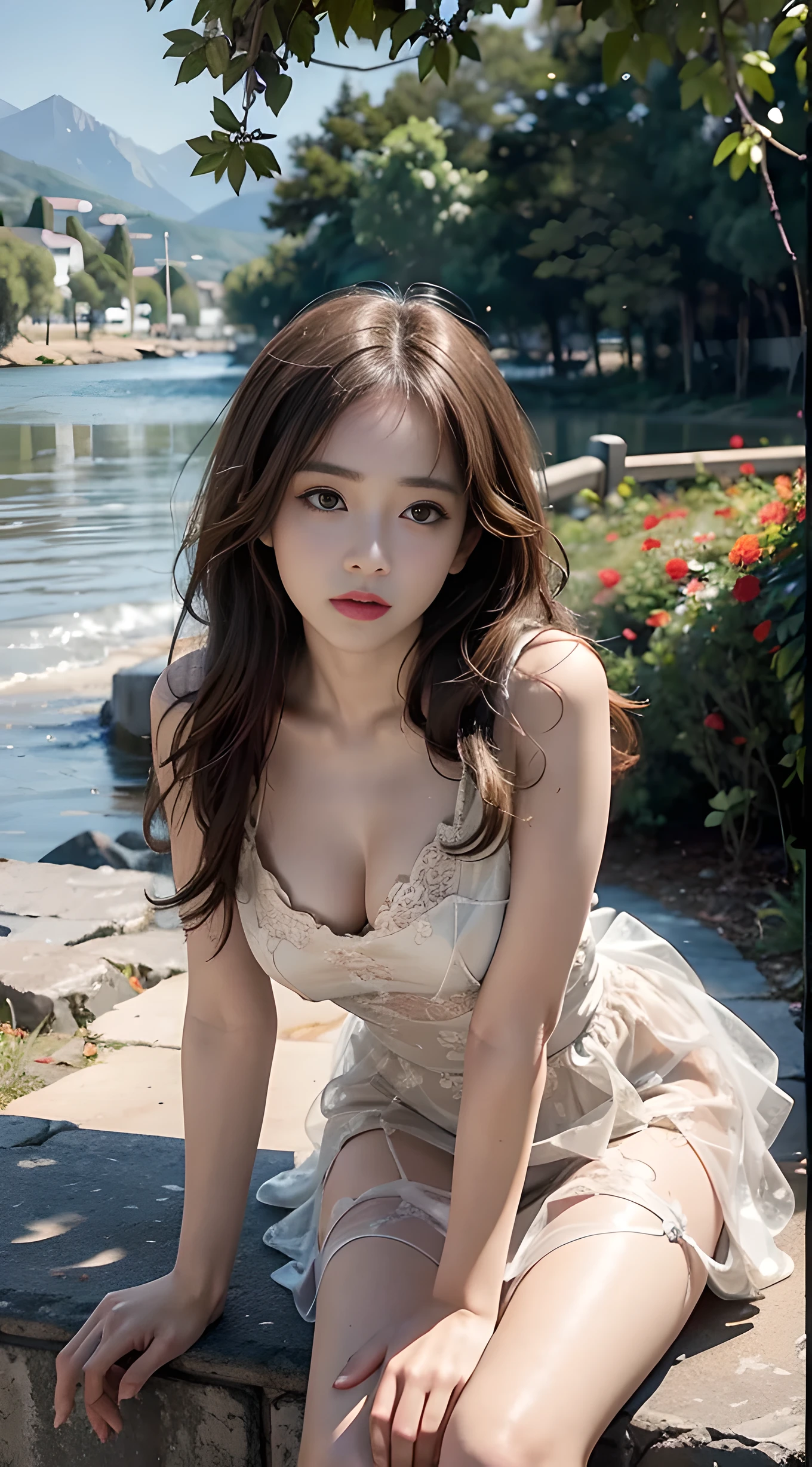 top-quality、masterpiece、超A high resolution、(Realistic:1.4)、Raw photo、1 25-year-old girl、, sexy dress, lighting like a movie