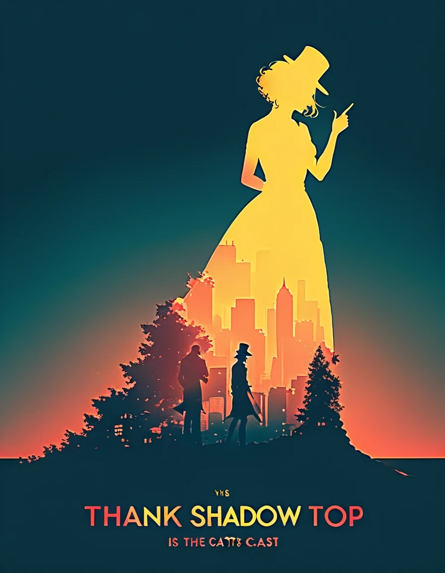 Cover "thank",The shadow of the top hat is cast on the ground,double exposure