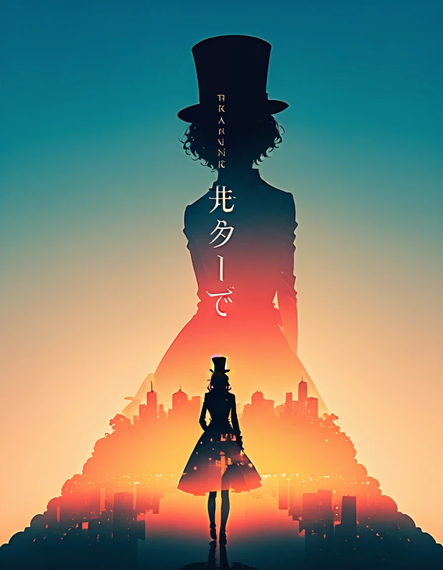 Cover &quot;thank&quot;，The shadow of the top hat is cast on the ground，double exposure，close up