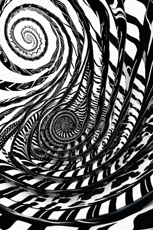 Abstract swirling pattern with multiple colors including white creating a spiral illusion in a black and withe color scheme