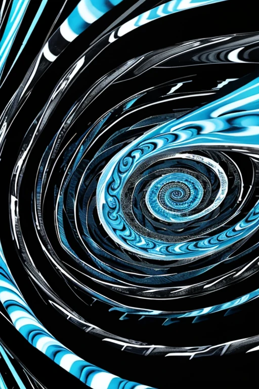 Abstract swirling pattern with multiple colors including blue creating a spiral illusion in a black and withe color scheme