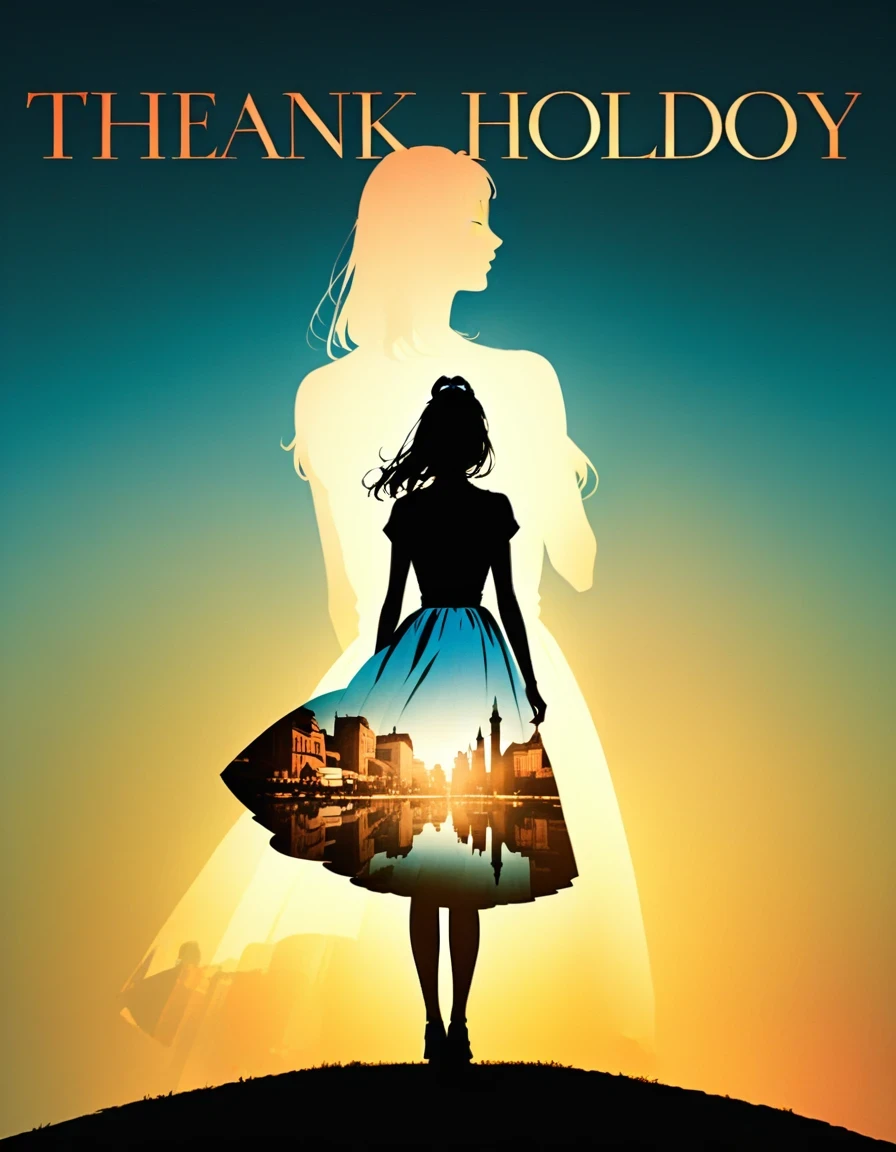 Cover &quot;thank&quot;，Movie &quot;Roman Holiday&quot;，Gregory Peck&#39;s silhouette projected onto the ground，double exposure