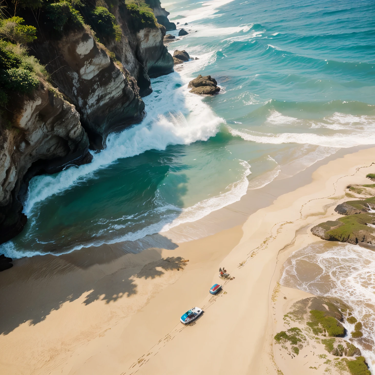 Crie uma imagen para estampa de camiseta com o tema praia em 2d