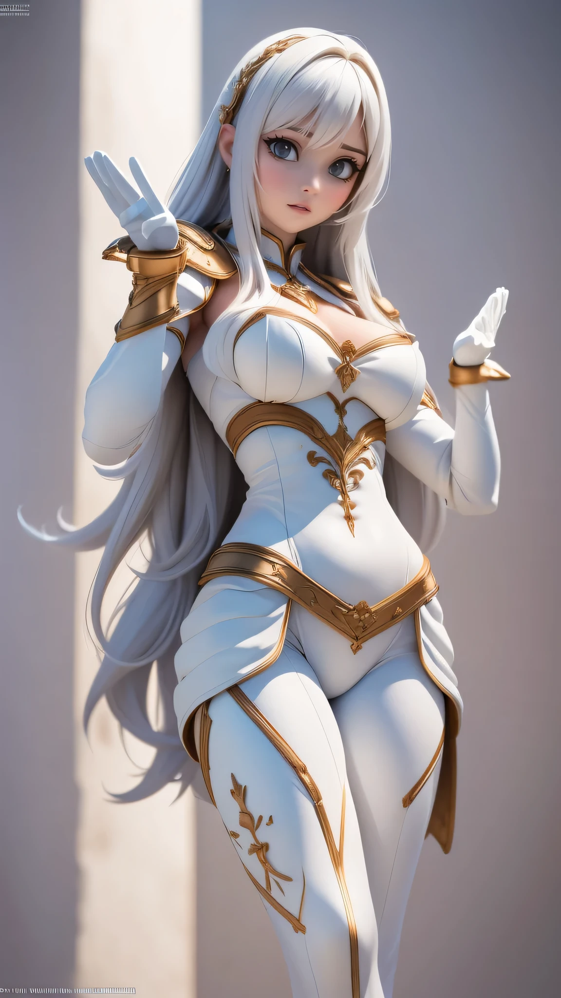 from below,white armor,(Thin type),(large breasts),(random pose:1.8),(random hairstyle),(Highest image quality,(8K), Ultra-realistic, Best Quality, High quality, High Definition, high quality texture, high detailing, Beautiful detailed, fine detailed, extremely details CG, Detailed texture, realistic representation of face, masterpiece, presence)