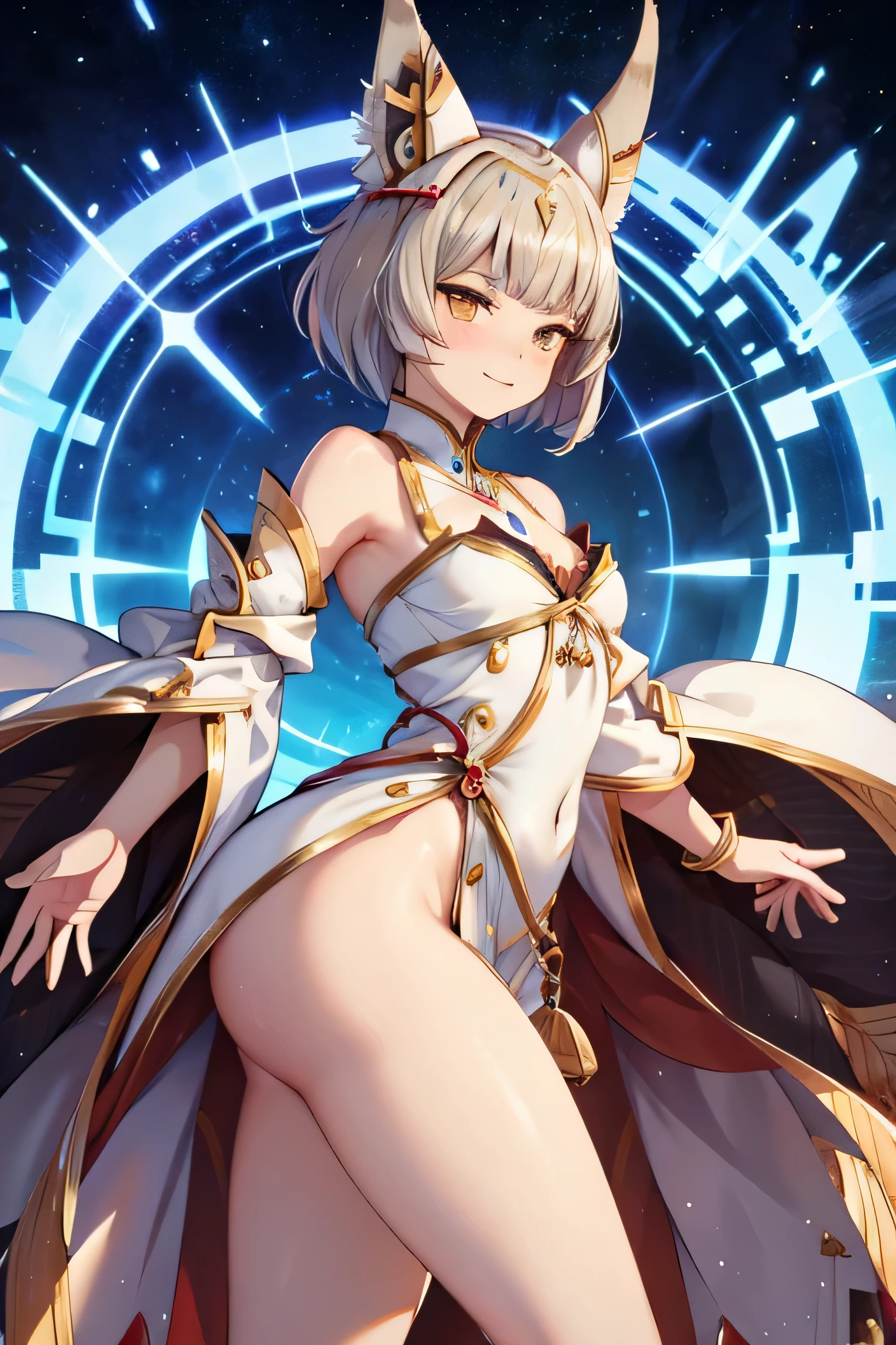 queen_nia, ultra wide hips, thigh slit, elegant dress, pose, ((thighs)), side view, smug