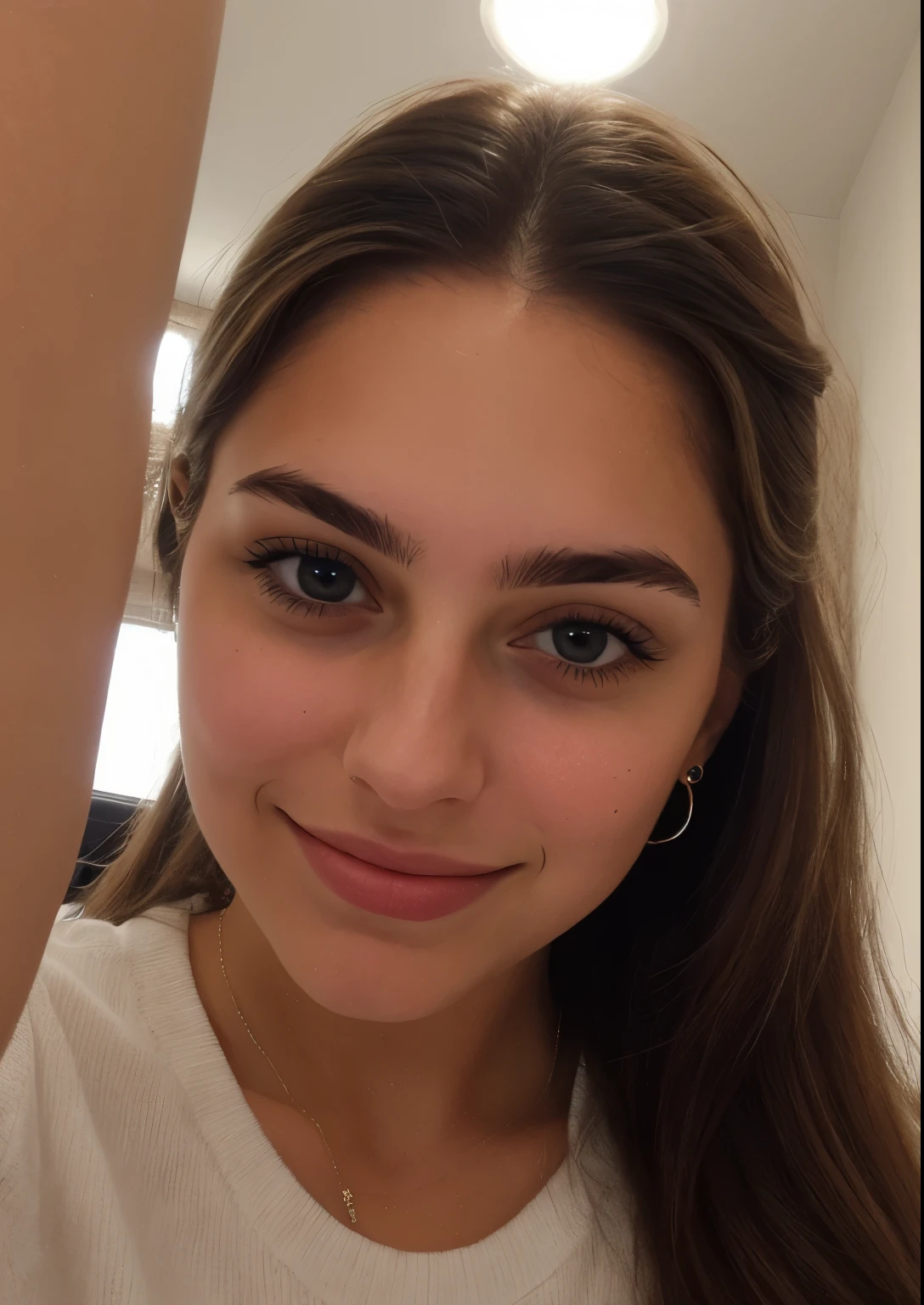 un selfie de una mujer joven y bonita, taken with iphone camera