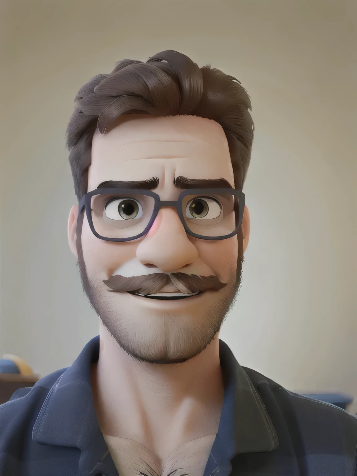 Um homem com pouca barba estilo disney pixar, alta qualidade, melhor qualidade