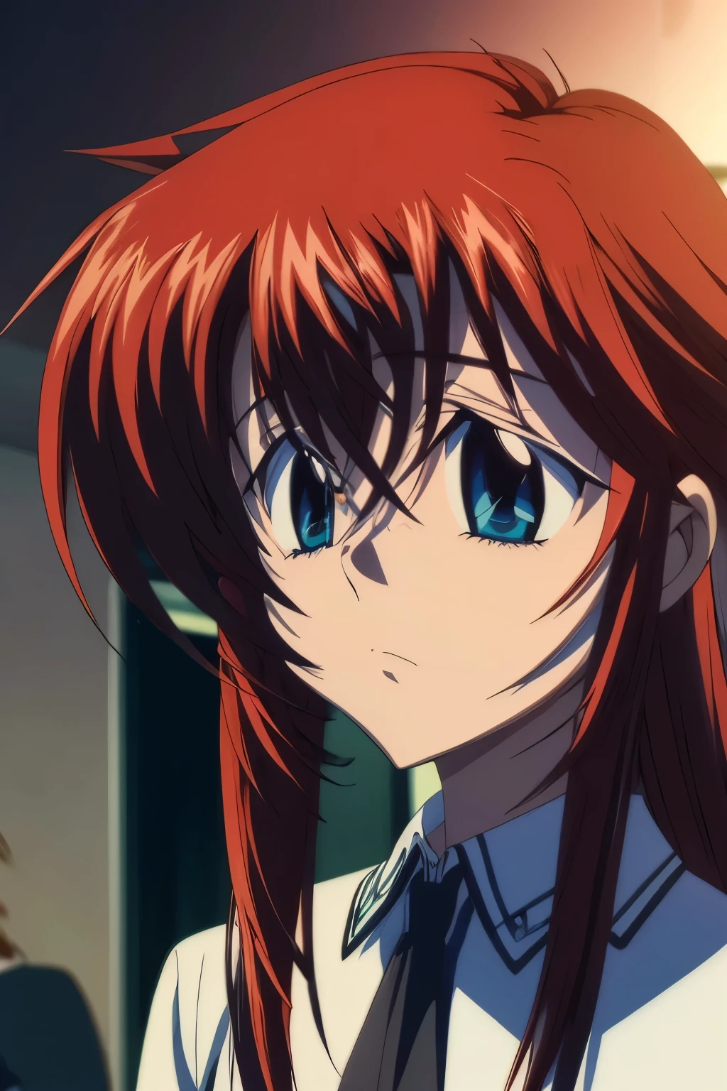 Rias Gremory como una gotica y cabello negro, ojos cafes