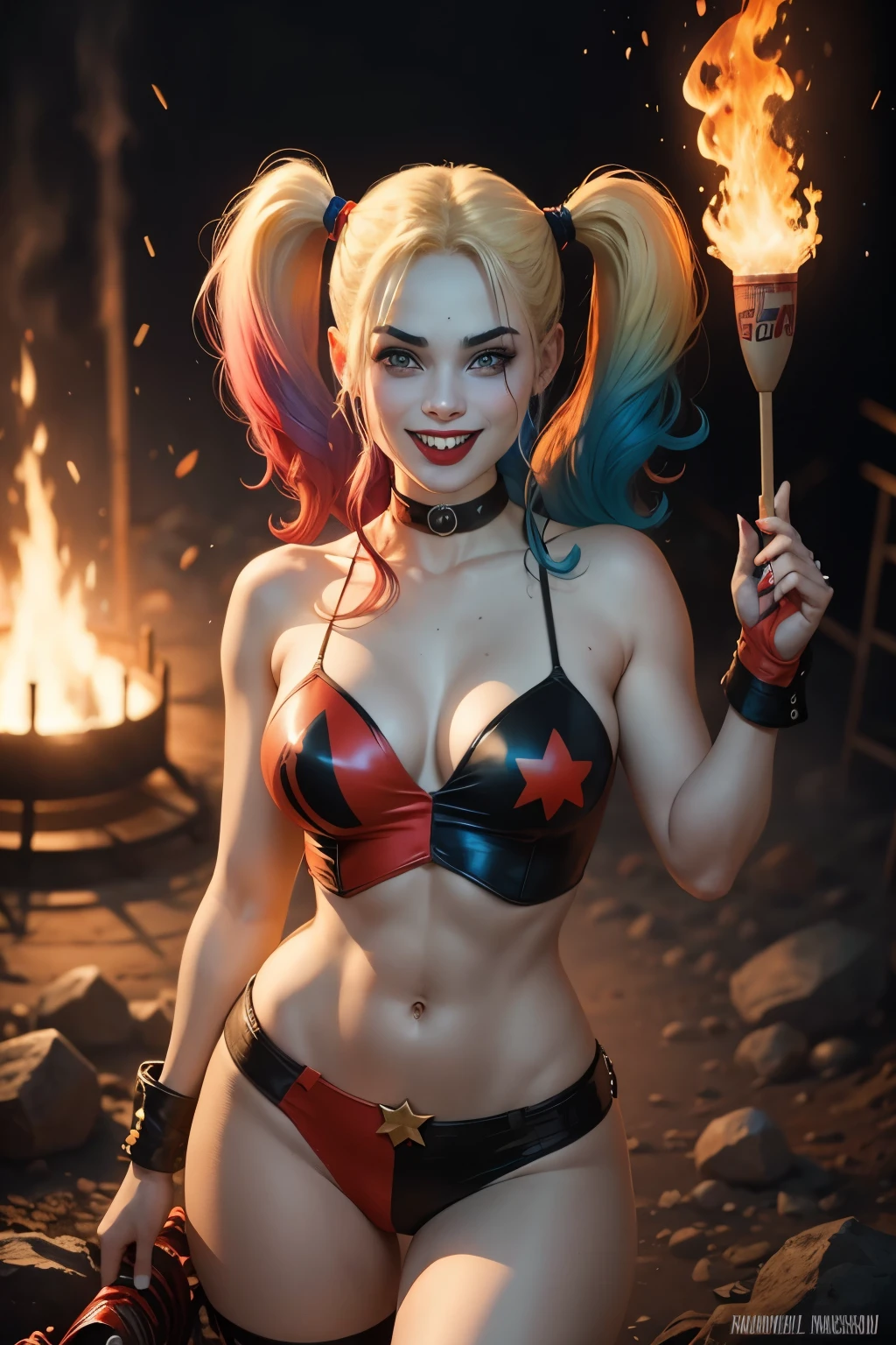 harley quinn, 17 anos, cabelo grande, fogo, pessoas