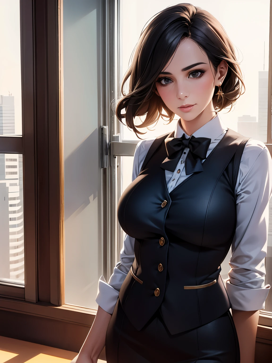 random office lady fashion,(Thin type),(big breasts),(random sexy pose),(random hairstyle),(movie-like scene,best image quality,(8k), Super realistic, 最high quality, high quality, High resolution, high qualityな質感, high detail, beautiful, Detailed, Highly detailed CG, detailed texture, realistic facial expression, masterpiece, before, dynamic, bold)