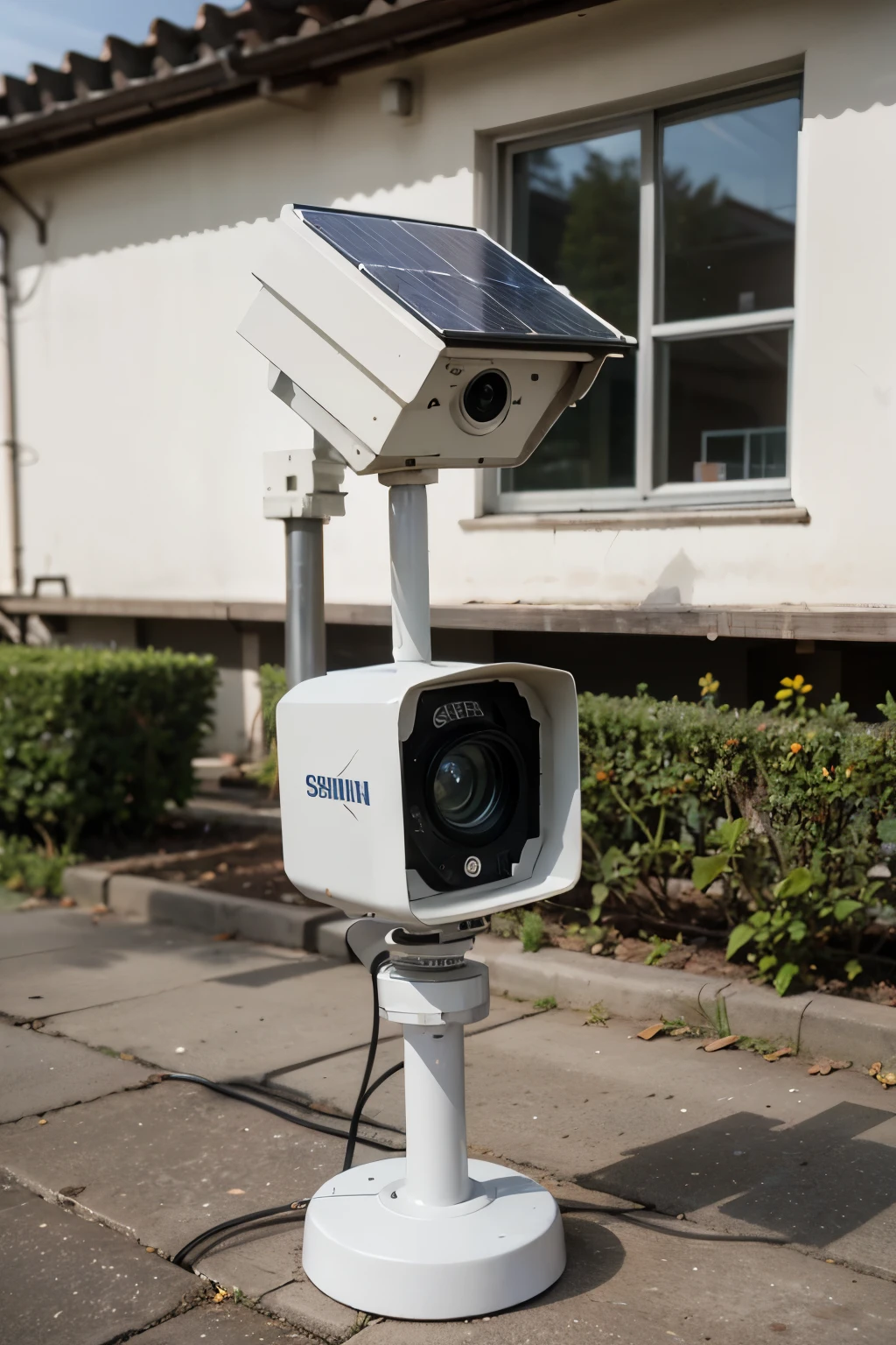 security camera and next to it another solar camera with screen