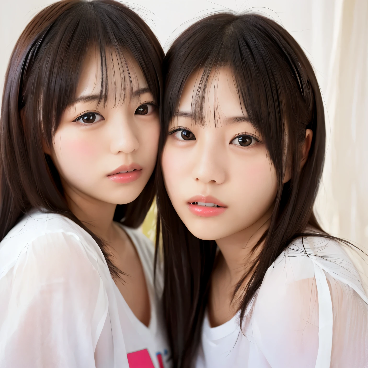 Twin Asian women with long black hair and white shirts, doppelganger, Photographed with Canon 5D MK4, Photographed with nikon d 7 5 0, Shot with Nikon D750, Canon EOS 5 d Mark IVで撮影, Shot with Canon EOA 6D Mark II, Close-up portrait shot of Ame Iwakura, Photographed with Nikon Z9