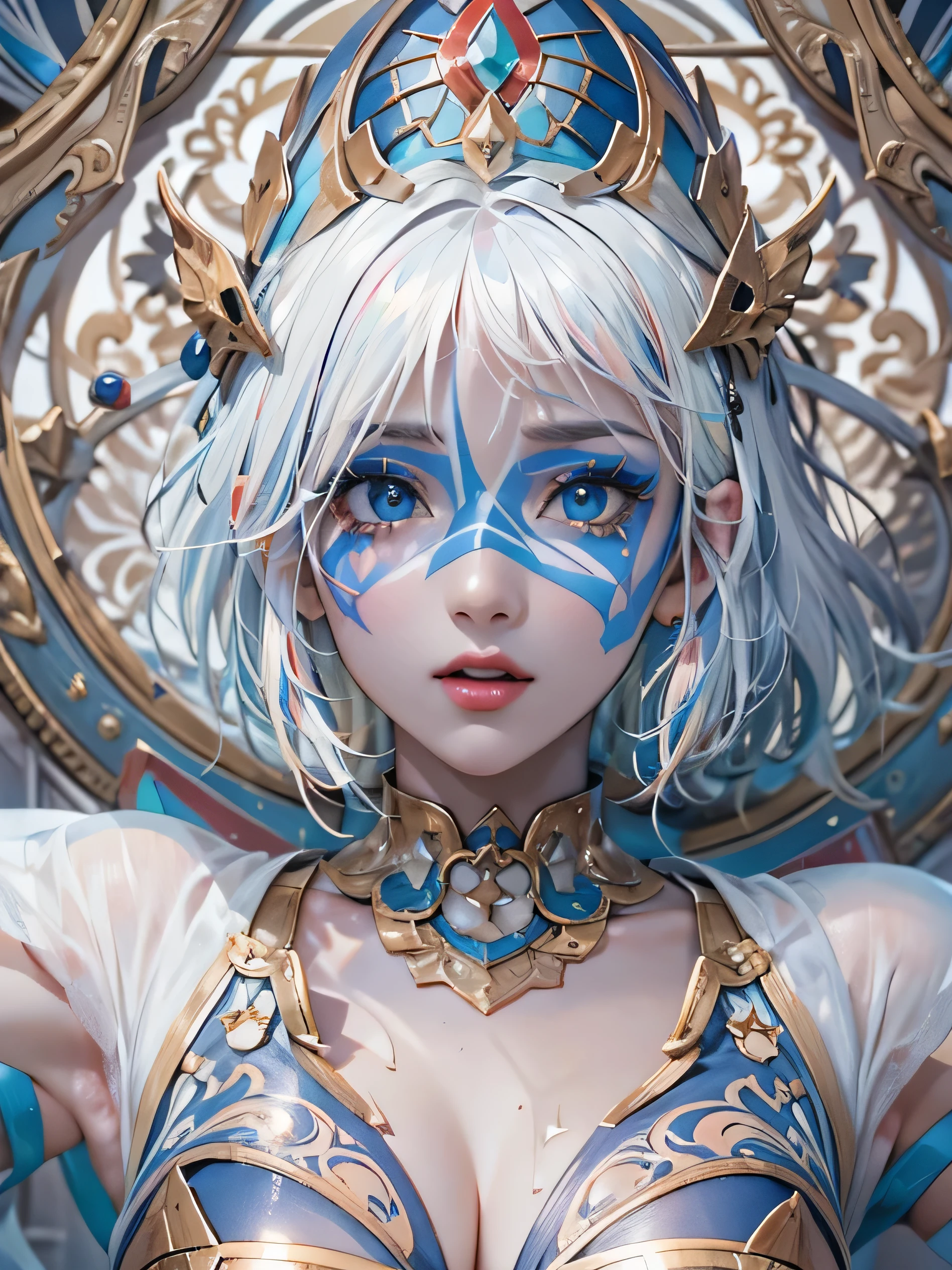 highly be familiar with, 8K, masterpiece, 1 girl, Blue-pink_hair, nude, 笑face, (perfection_face), bound, close, BDSM, upon_return, Brilliant, Complex, dramatic lighting, 4K, be familiar with_returnground, caustics, full_body,