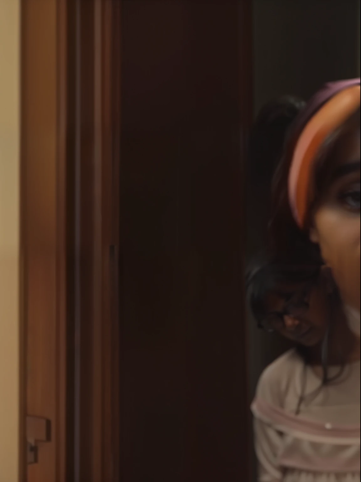 A common woman wearing a dress and headband stands in the doorway, Mia Khalifa, Screenshot from a movie, Girl next door innocent look, Still frame from the movie, Still from the movie, movie screen shot, still Screenshot from the movie, Screenshot from the movie, A scene from a movie, Screenshot from the movie, Still from Terrence Malick's film, Movie screenshot