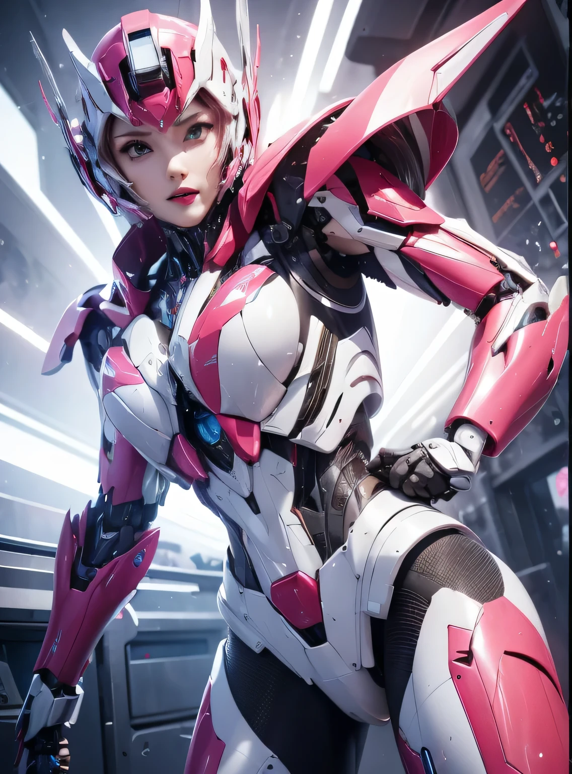 Super detailed, advanced details, high quality, 最high quality, High resolution, 1080p, hard disk, beautiful,(Arcee),beautiful cyborg woman,Mecha cyborg girl,battle mode,Mecha body girl, Woman warrior,front, with hijab