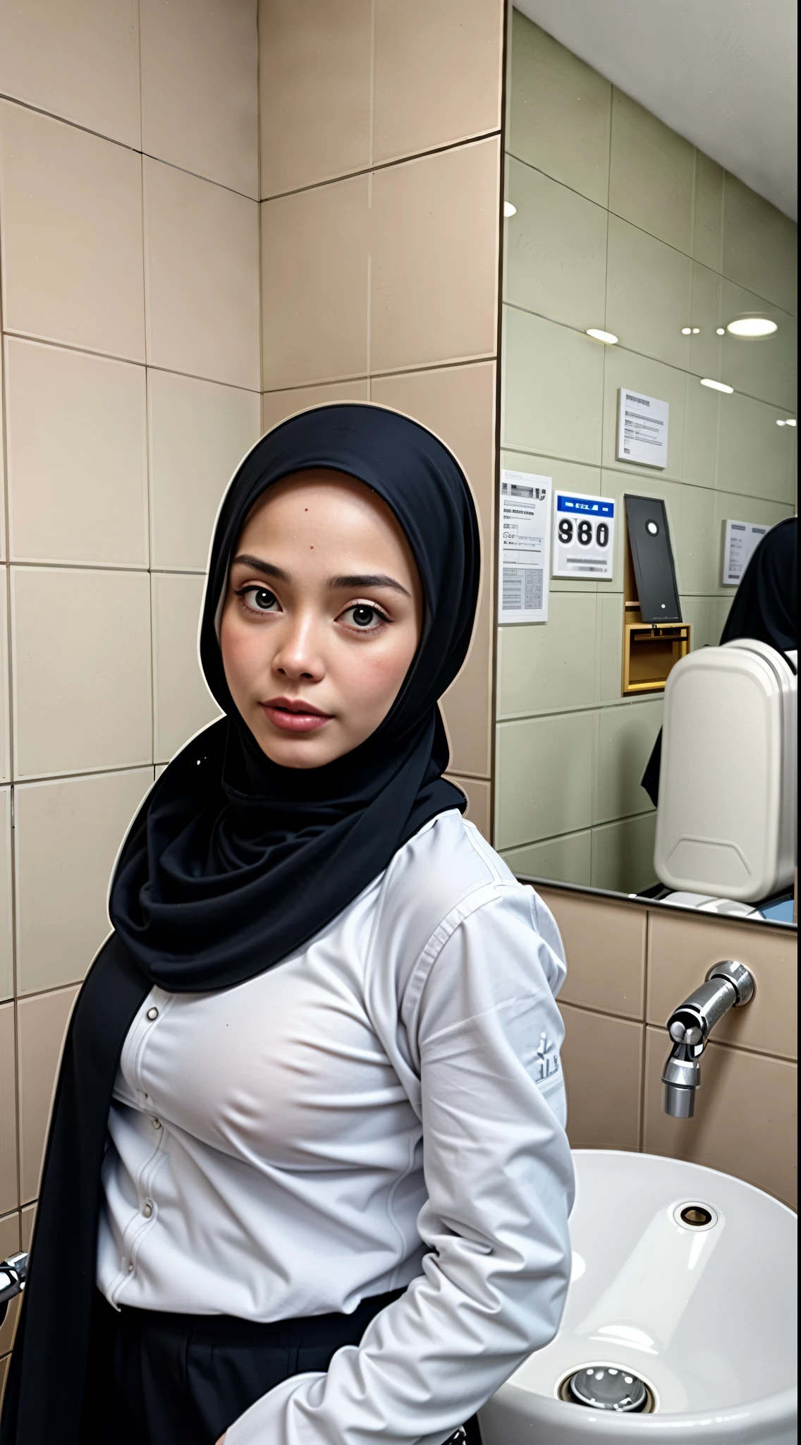 masterpiece, (ultra-high-definition portrait, vignet:1.4), Realistic, extremely detailed, CG unified, 8k, Clean lines, highly detailed, High-definition, raw color photos, Realistic portrait, Cinematic Light, Beautiful detailed, (1hijabgirl, indonesian:1.5), (165cm tall, big breasts with lips like she wants to kiss:1.5), Beautiful big breasts, breasts details, very tight, (Biggorgeous breast, Glance Sideways:1.5), (Glance Sideways, Big Breast:1.4), Close up of a girl in Beautiful clothes with errected nipple, biggorgeous breast, Soft smile, scarf, (Bombastic Side Eyes with curvaceous body:2), pose 4 of 1 6, Undress, No bra, (nipples that are clearly sticking out detail:1.2), Outdoors, high intricate detailed.