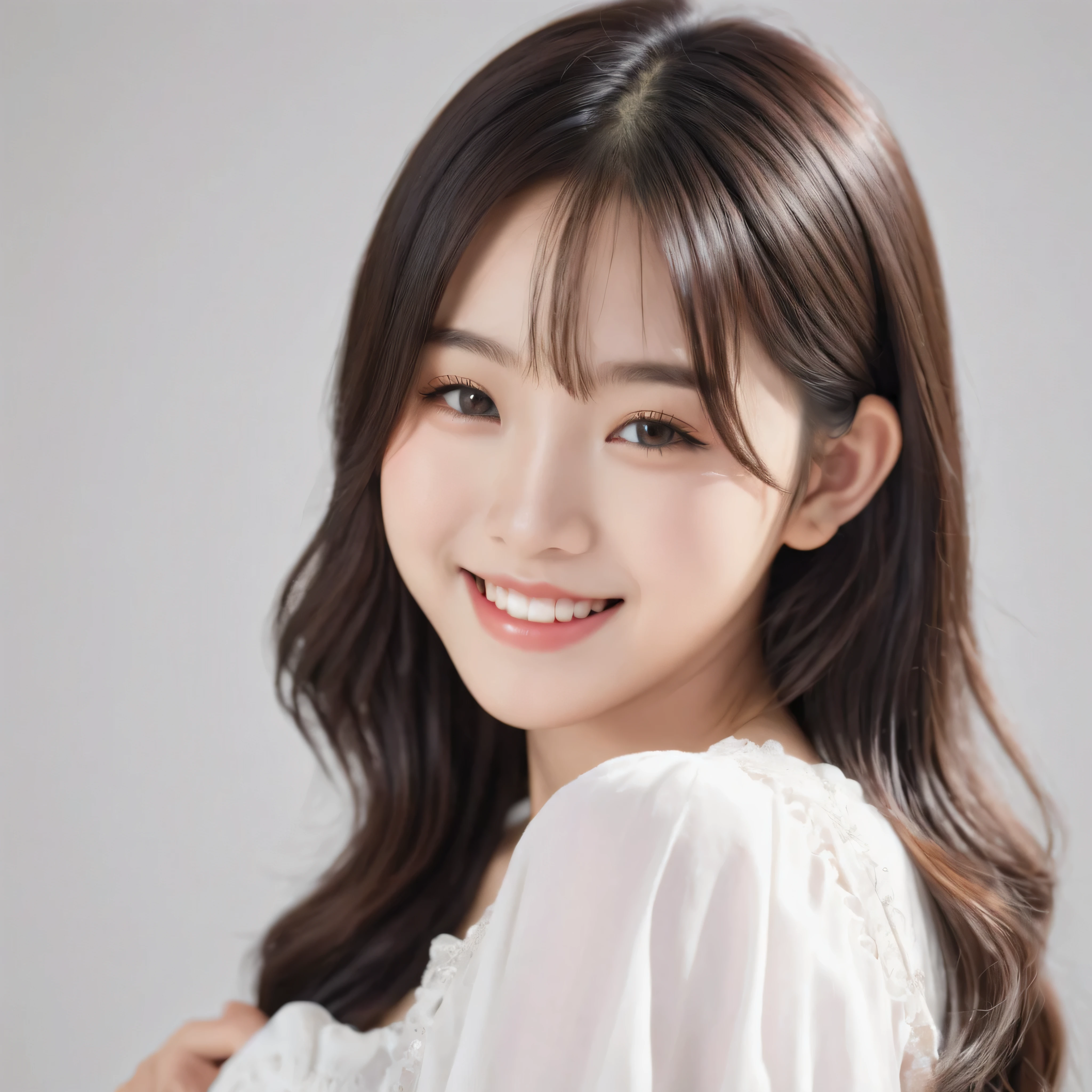 Best-quality, Masterpiece, Ultra-High-Resolution, (Photorealistic:1.4), Raw-Photo, 1-cute-girl, -yeld, thost famous Japanese idol, detailed extremely beautiful big-blackeyes, detailed extremely beautiful skins, innocent-smile