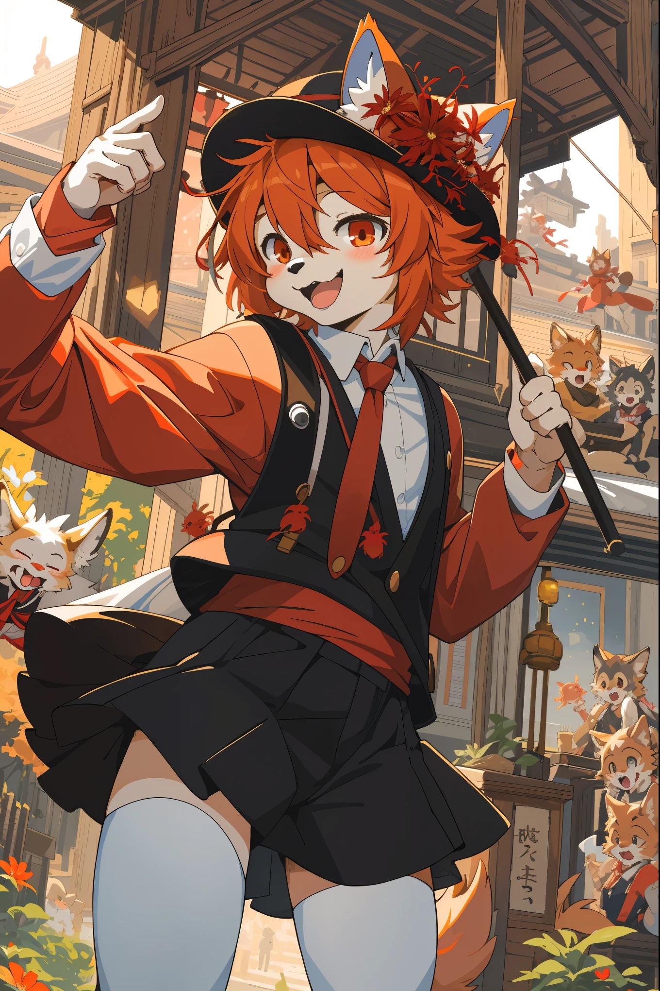 cover_page, highres, top quality, best quality, paid reward available, High-quality illustrations, unparalleled masterpiece, perfect artwork, absurdres, super high resolution, detailed background, red spider lilies, 6+boys, 6+girls, Happy, joyful(Photos of solo travelers)(kemono, furry anthro),