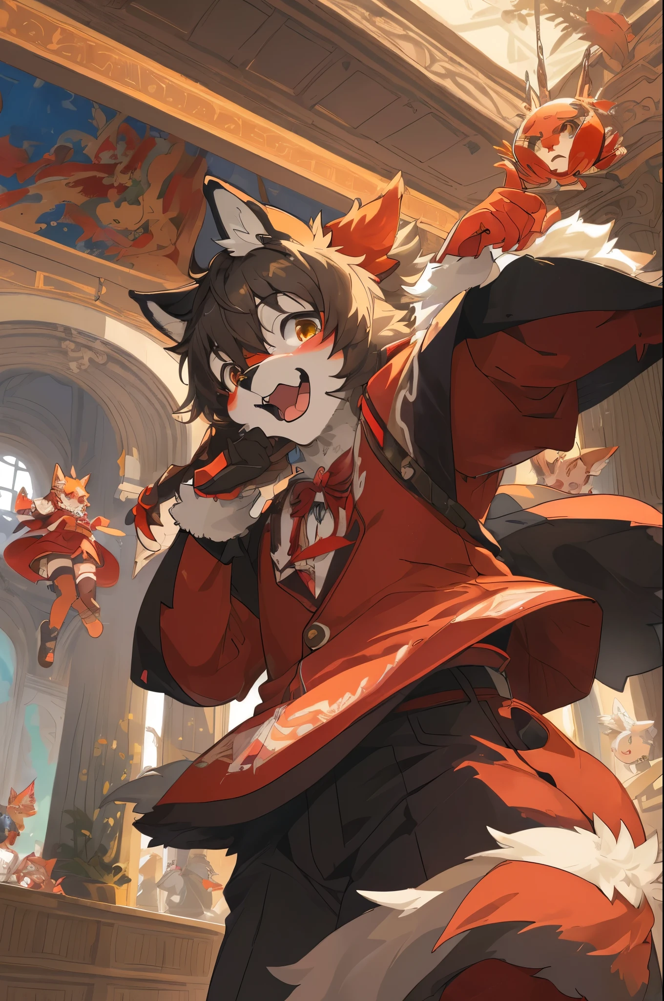 (furry art, uploaded on e621:1.4)cover_page, highres, top quality, best quality, paid reward available, High-quality illustrations, unparalleled masterpiece, perfect artwork, absurdres, super high resolution, detailed background, red spider lilies, 6+boys, 6+girls, Happy, joyful(Photos of solo travelers)(kemono, furry anthro),