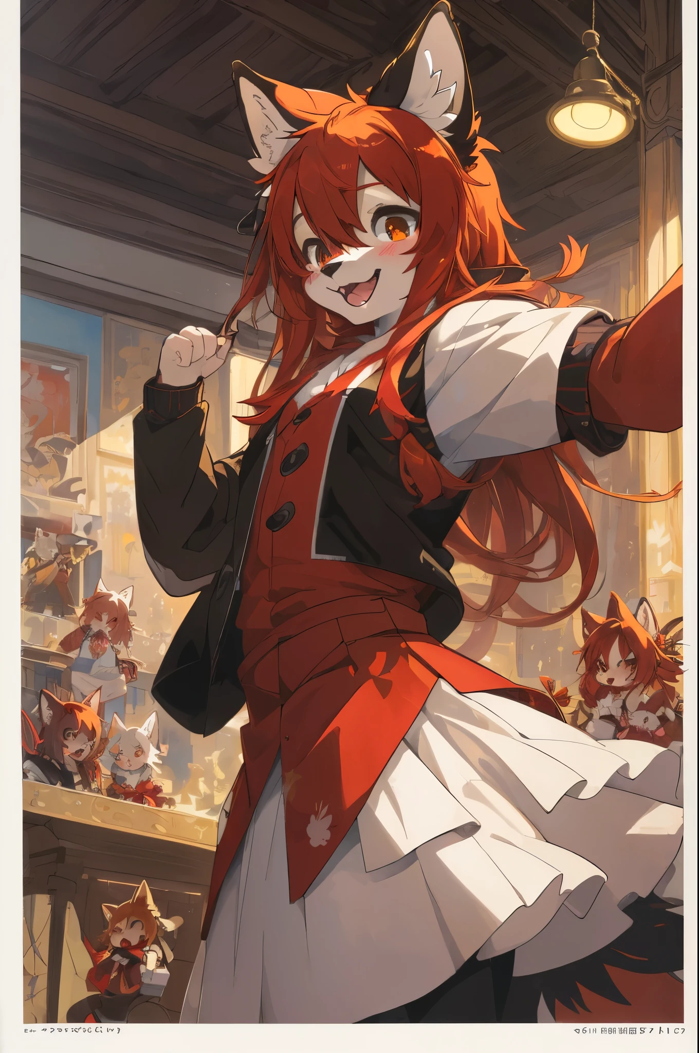 (furry art, uploaded on e621:1.4)cover_page, highres, top quality, best quality, paid reward available, High-quality illustrations, unparalleled masterpiece, perfect artwork, absurdres, super high resolution, detailed background, red spider lilies, 6+boys, 6+girls, Happy, joyful(Photos of solo travelers)(kemono, furry anthro),