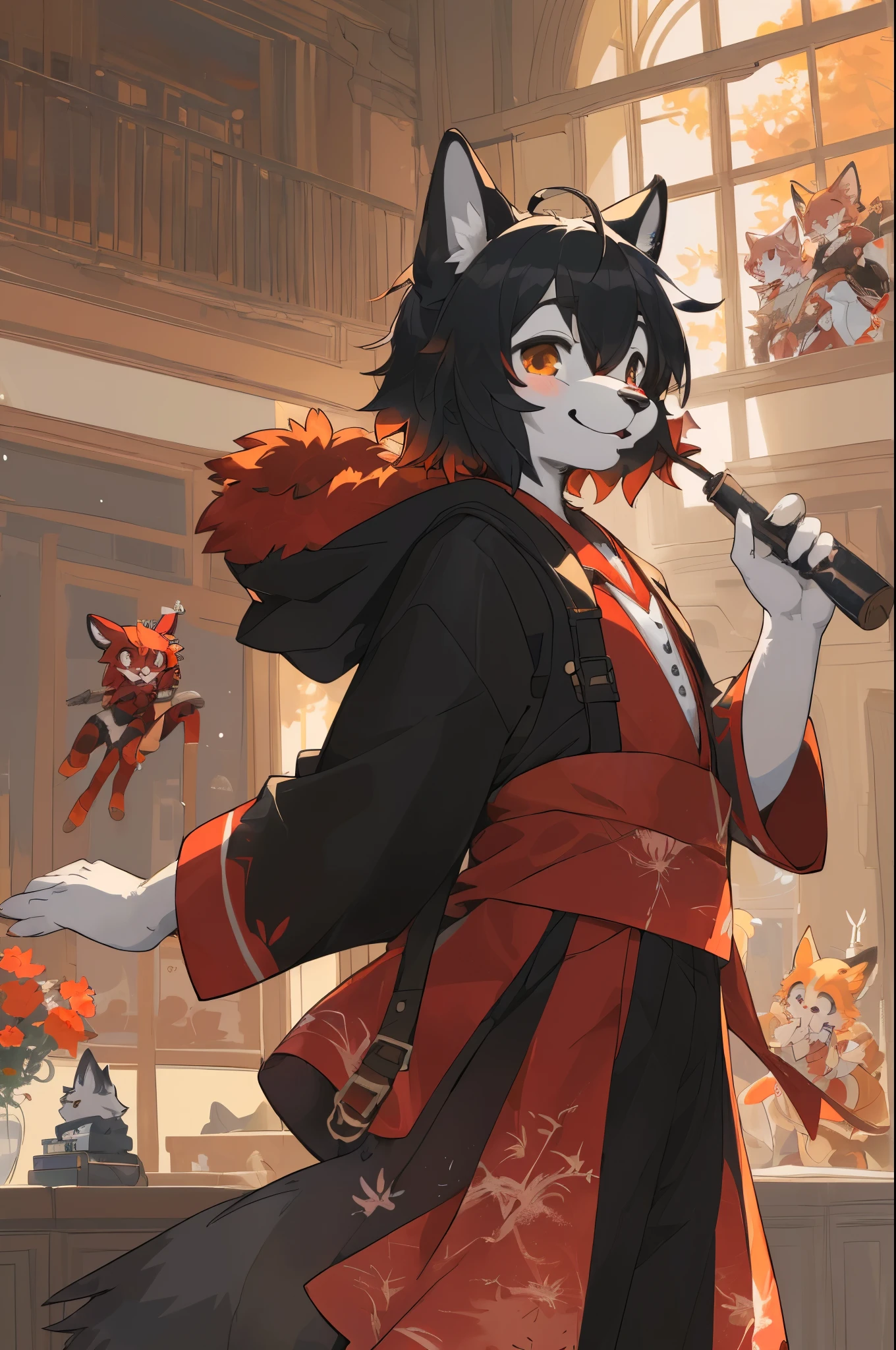 (furry art, uploaded on e621:1.4)cover_page, highres, top quality, best quality, paid reward available, High-quality illustrations, unparalleled masterpiece, perfect artwork, absurdres, super high resolution, detailed background, red spider lilies, 6+boys, 6+girls, Happy, joyful(Photos of solo travelers)(kemono, furry anthro),