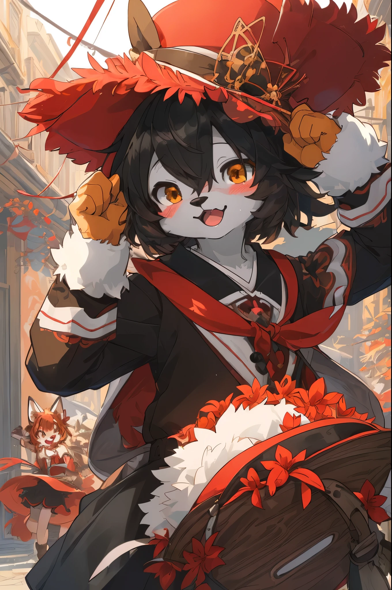 (furry art, uploaded on e621:1.4)cover_page, highres, top quality, best quality, paid reward available, High-quality illustrations, unparalleled masterpiece, perfect artwork, absurdres, super high resolution, detailed background, red spider lilies, 6+boys, 6+girls, Happy, joyful(Photos of solo travelers)(kemono, furry anthro),