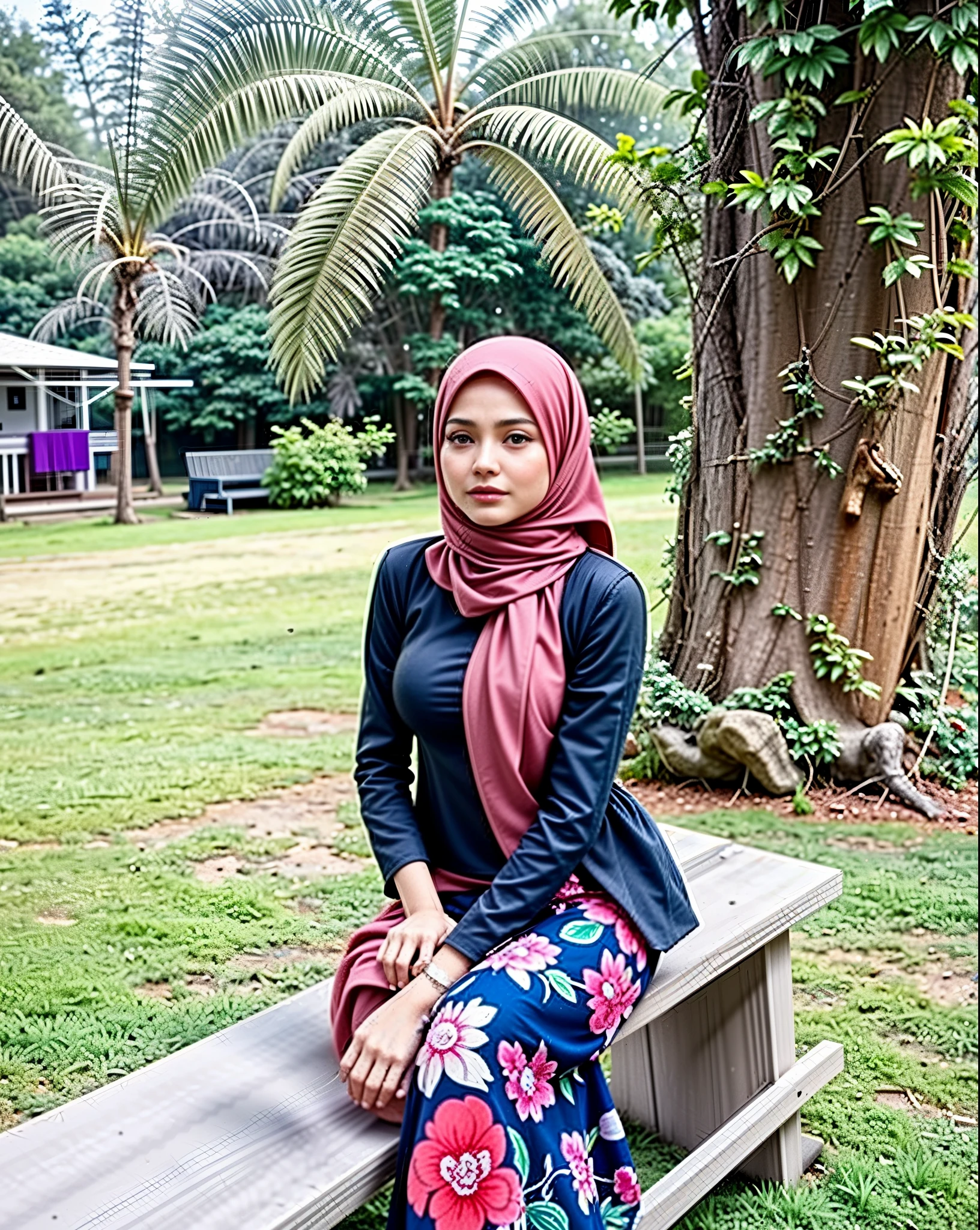 masterpiece, (ultra-high-definition portrait, vignet:1.4), Realistic, extremely detailed, CG unified, 8k, Clean lines, highly detailed, High-definition, raw color photos, Realistic portrait, Cinematic Light, Beautiful detailed, (1hijabgirl, indonesian:1.5), (165cm tall, big breasts with lips like she wants to kiss:1.5), Beautiful big breasts, breasts details, very tight, (Biggorgeous breast, Glance Sideways:1.5), (Glance Sideways, Big Breast:1.4), Close up of a girl in Beautiful clothes with errected nipple, biggorgeous breast, Soft smile, scarf, (Bombastic Side Eyes with curvaceous body:2), pose 4 of 1 6, Undress, No bra, (nipples that are clearly sticking out detail:1.2), Outdoors, high intricate detailed.