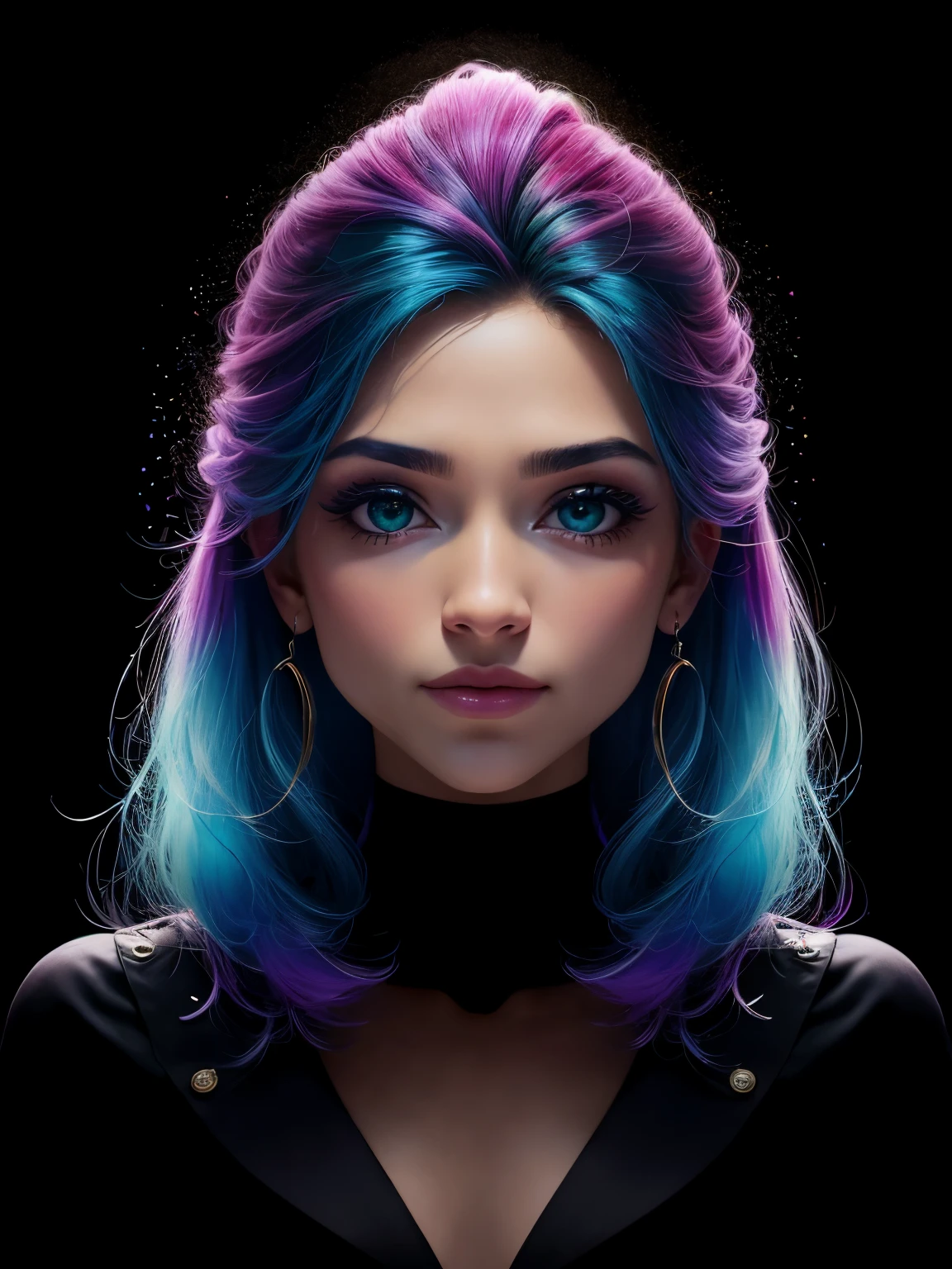 8k, foto RAW, realista, foto-realista, hiper-realista, mais alta qualidade, melhor qualidade, obra-prima, altamente detalhado, absurdres, obra-prima, melhor qualidade, (extremamente detalhado CG unidade de papel de parede 8k, obra-prima, melhor qualidade, ultra-detalhado, melhor sombra), (fundo detalhado), (belo rosto detalhado, belos olhos detalhados), Alto contraste, (better lighting), 1girl, australiano, cabelo multicolorido, bonito, ((respingos de tinta colorida em fundo transparente, dulux)), ((caustic)), dynamic angle, brilho detalhado bonito, corpo inteiro, tiro de cowboy, 、